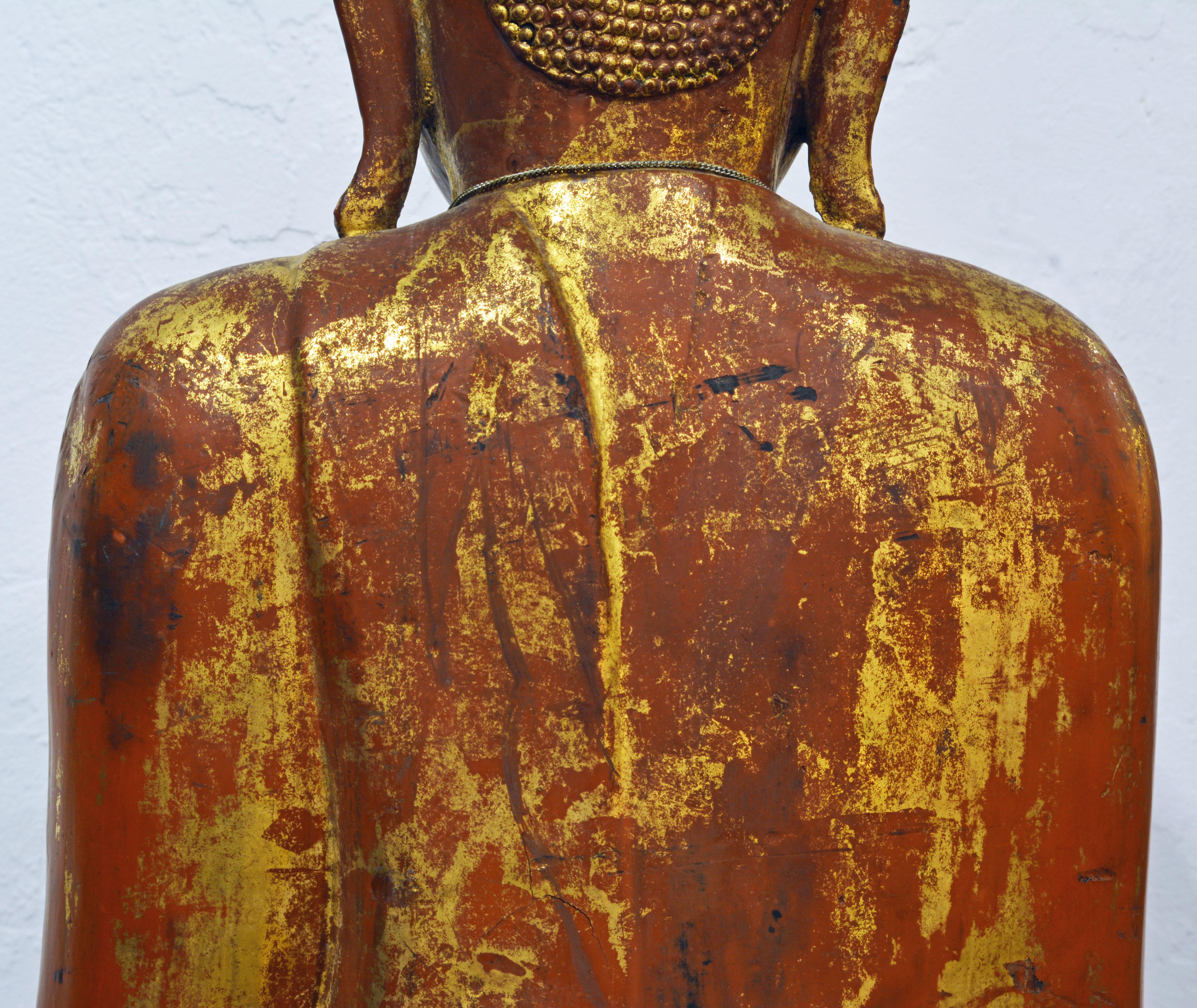 Early Carved Statue of the Mandalay Style Shakymuni Buddha Princely Bejeweled 7