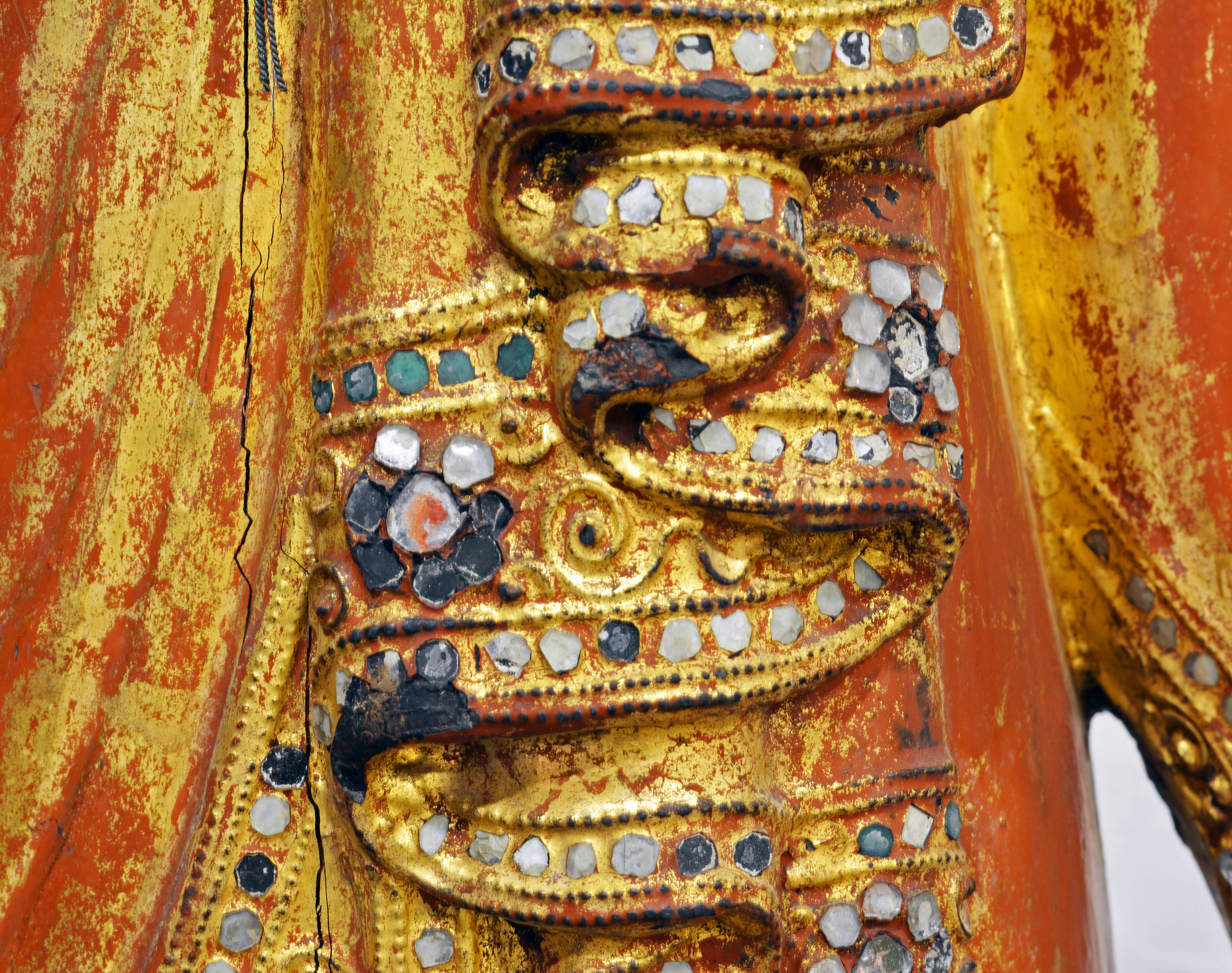 Early Carved Statue of the Mandalay Style Shakymuni Buddha Princely Bejeweled 9
