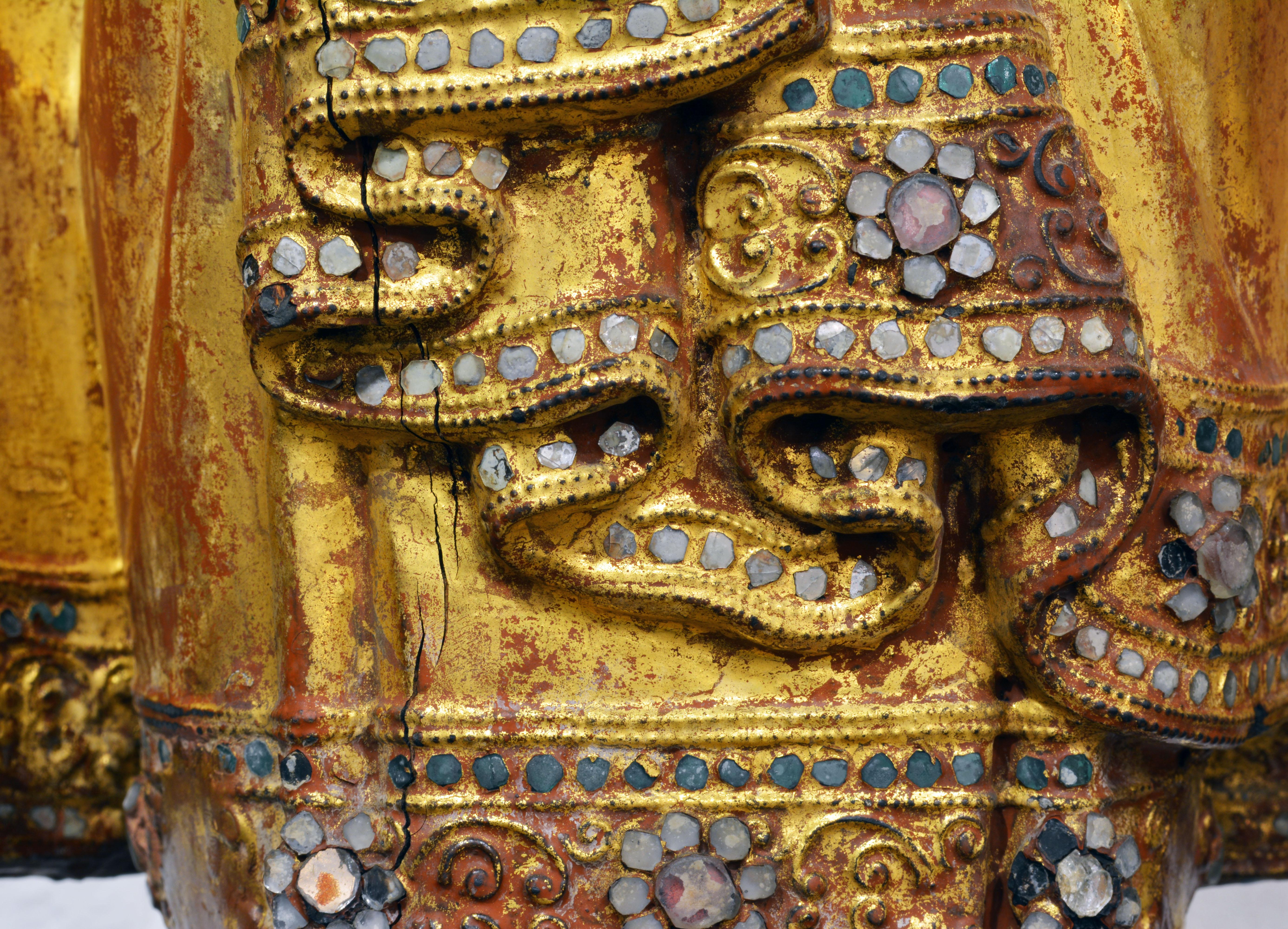 Precious Stone Early Carved Statue of the Mandalay Style Shakymuni Buddha Princely Bejeweled