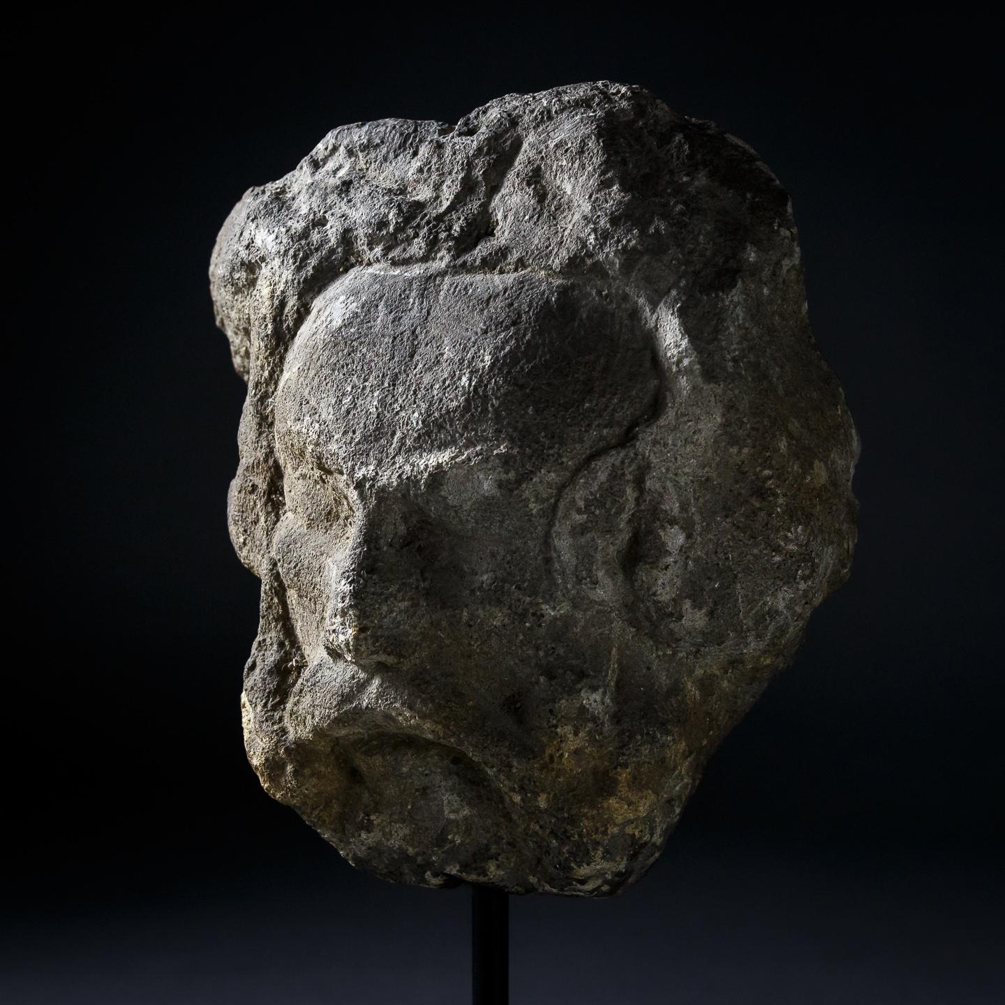 Early Carved Stone Head For Sale 1