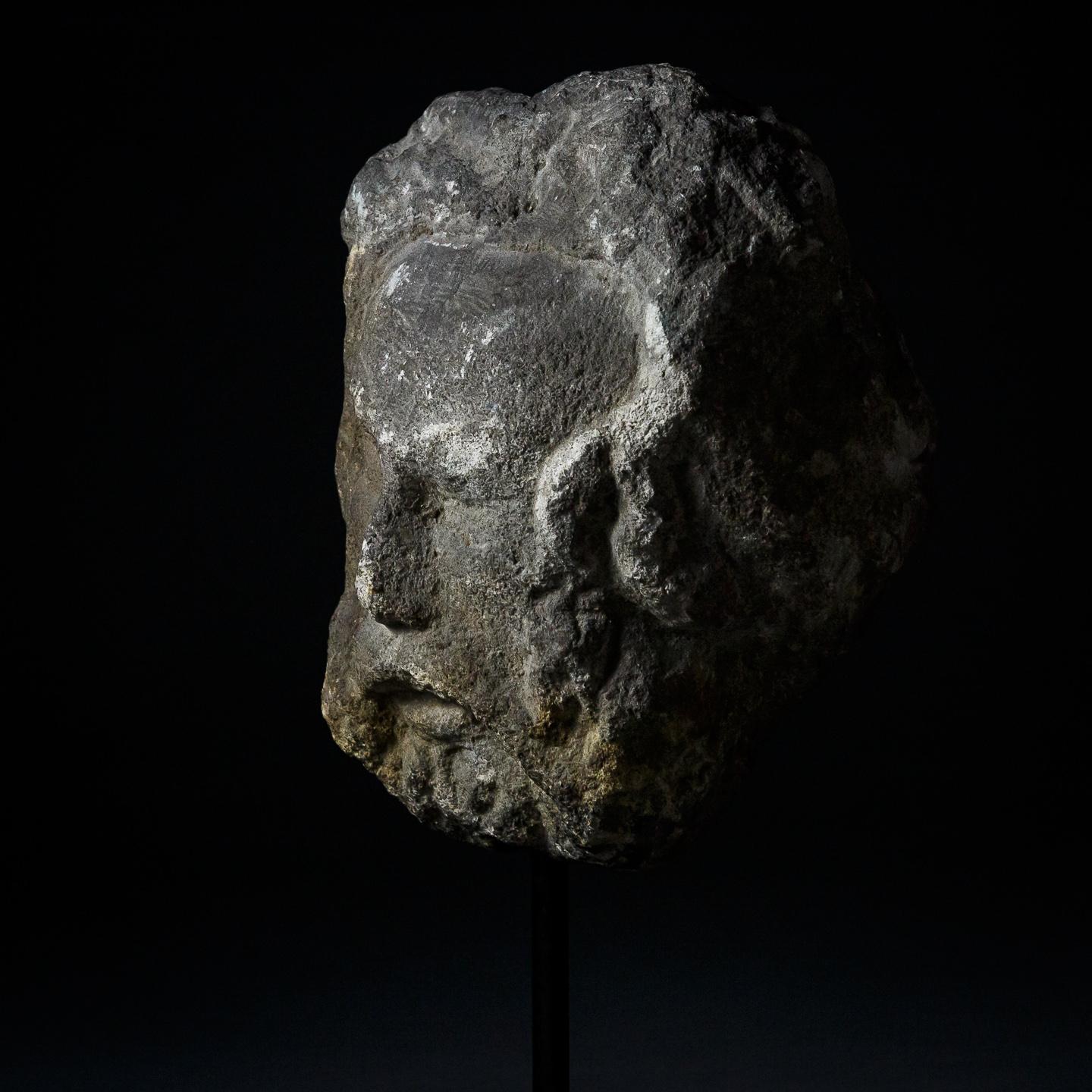 Early Carved Stone Head For Sale 3