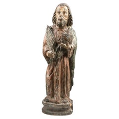 Figura Religiosa Antigua Tallada en Madera y Policromada