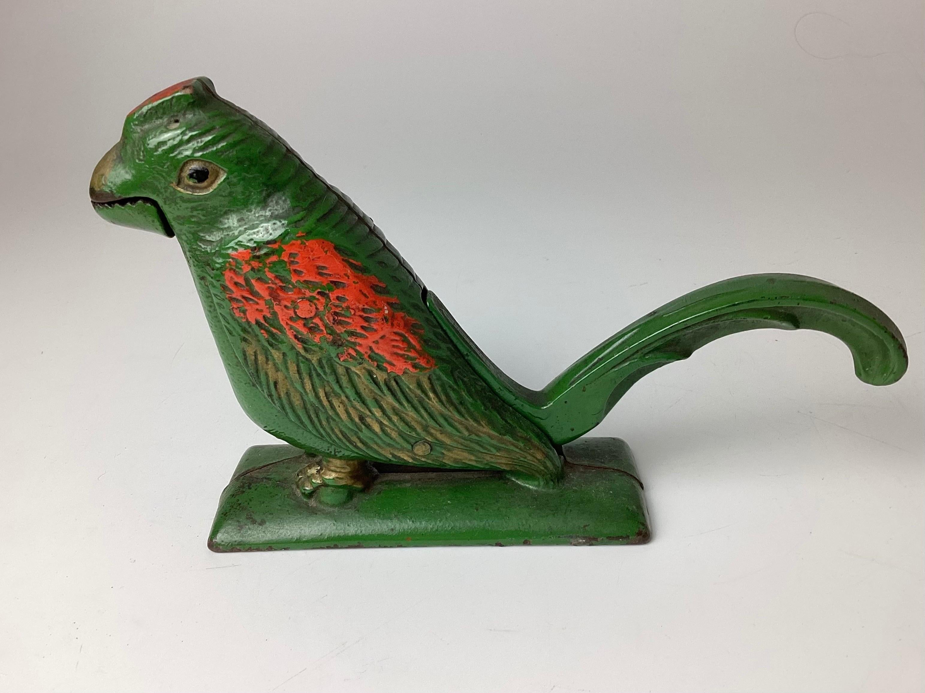 American Early Cast Iron Bird Nut Cracker in Original Paint For Sale