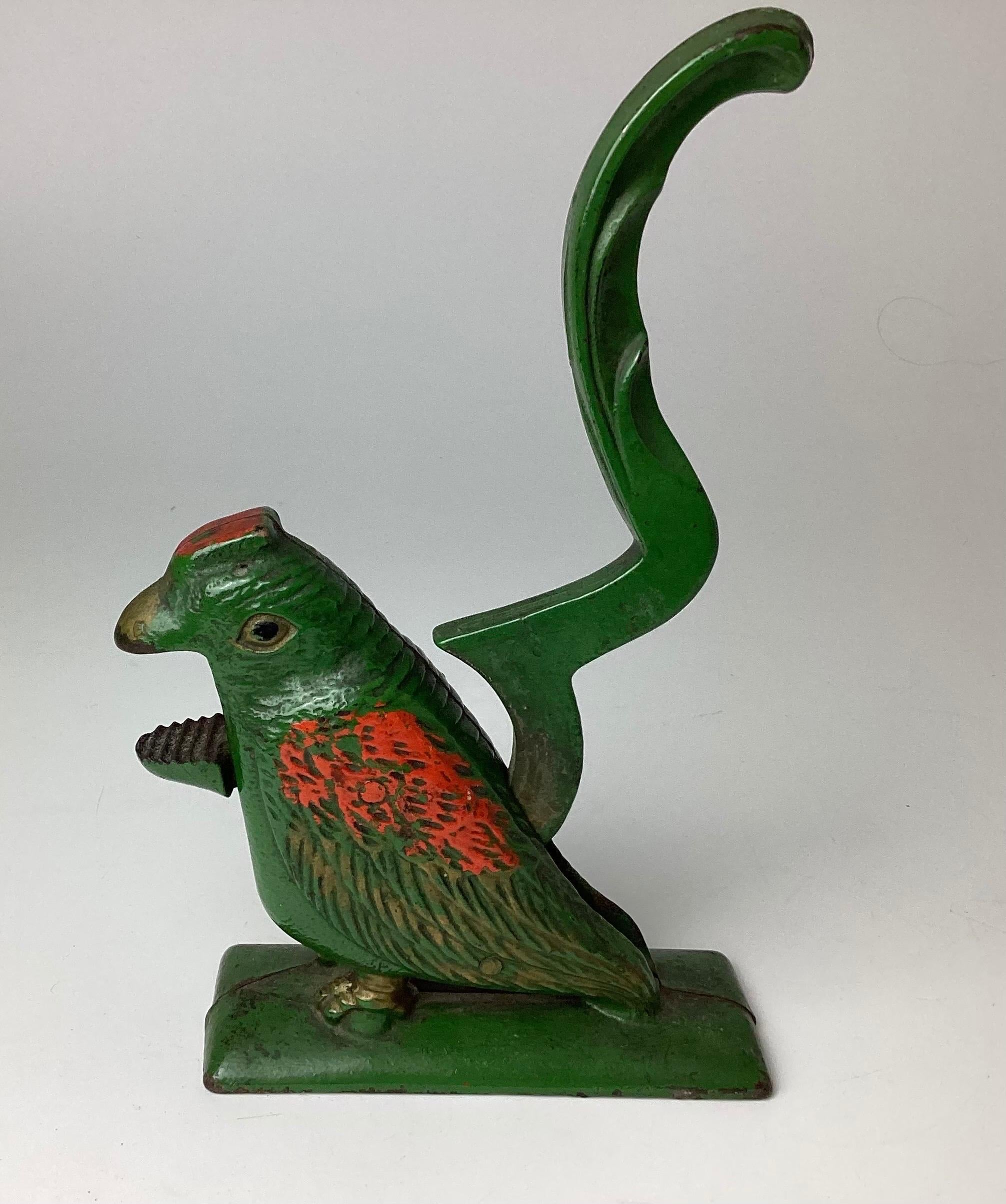 Early Cast Iron Bird Nut Cracker in Original Paint In Excellent Condition For Sale In Lambertville, NJ