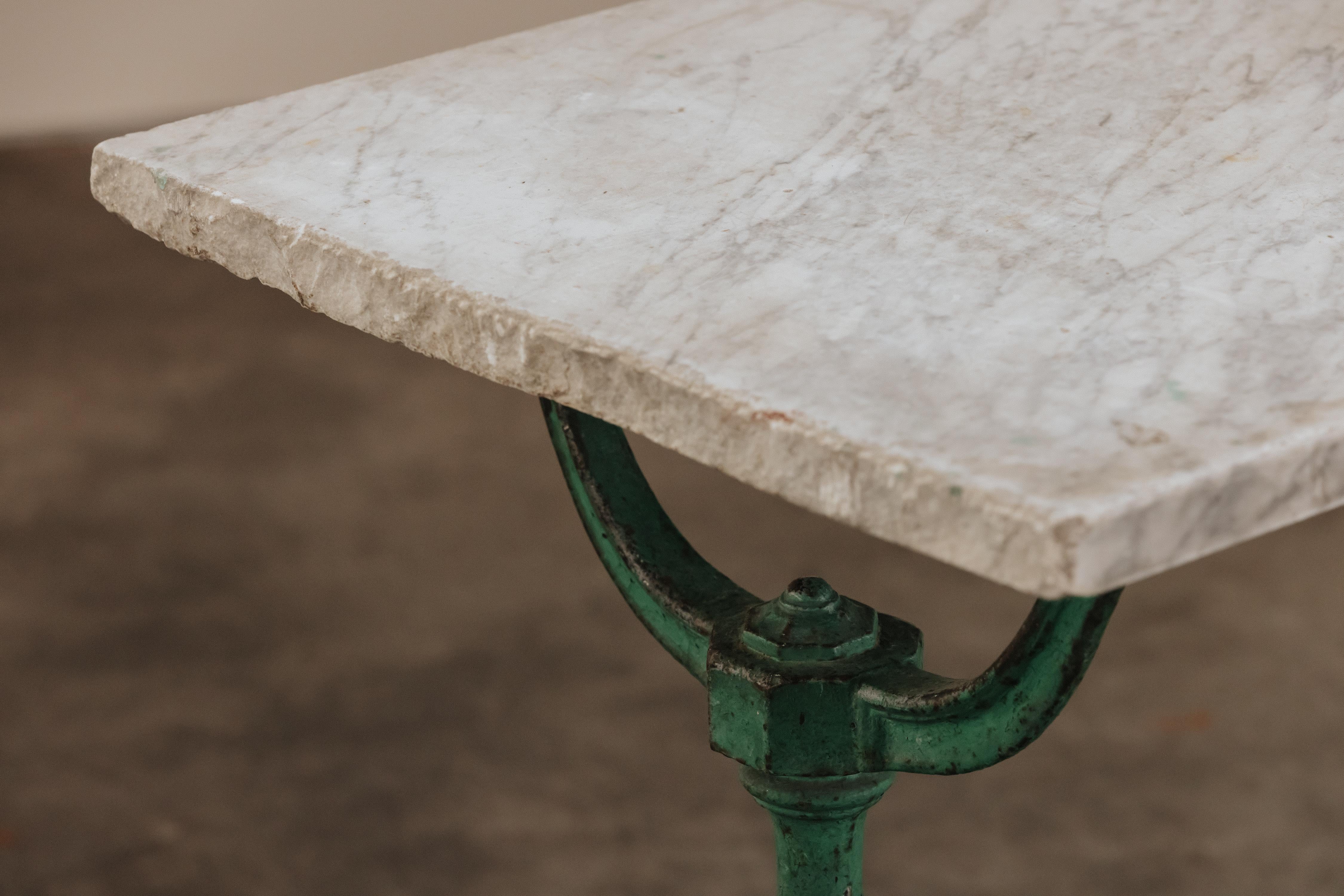 European Early Cast Iron Marble Console Table From Italy, Circa 1880 For Sale