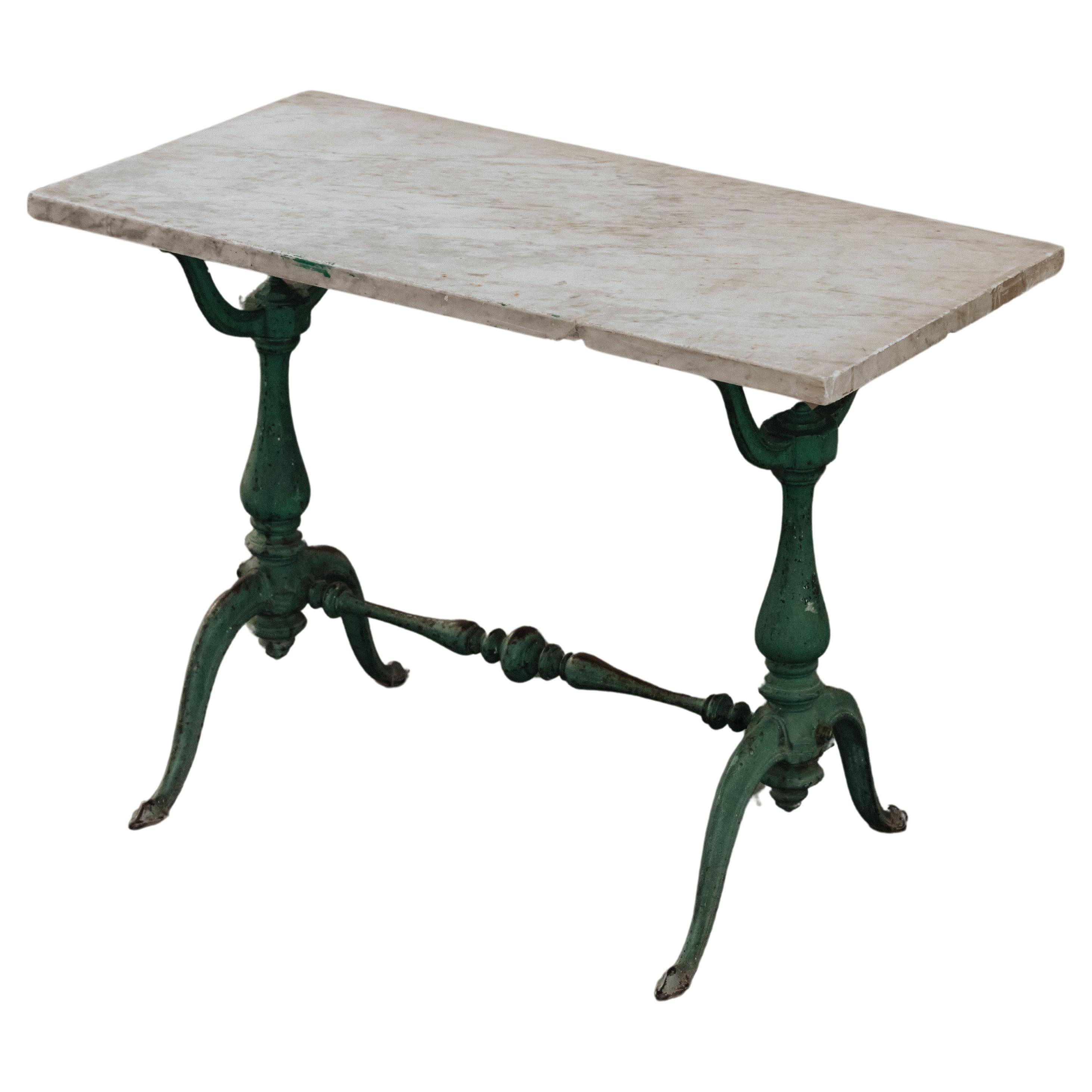 Early Cast Iron Marble Console Table From Italy, Circa 1880