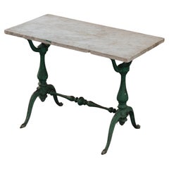 Antique Early Cast Iron Marble Console Table From Italy, Circa 1880