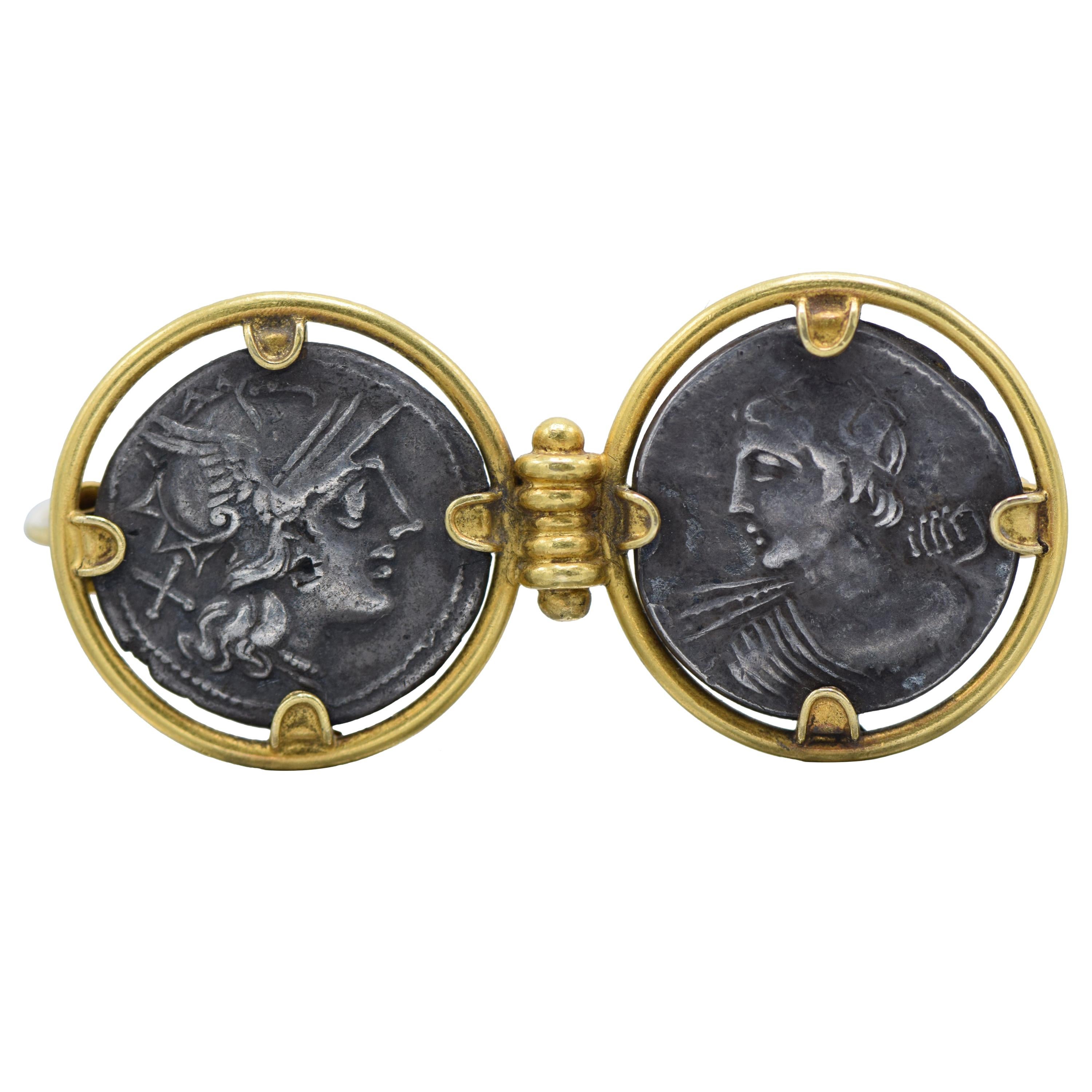 Early Castellani Coin and 18 Karat Gold Brooch Pin For Sale