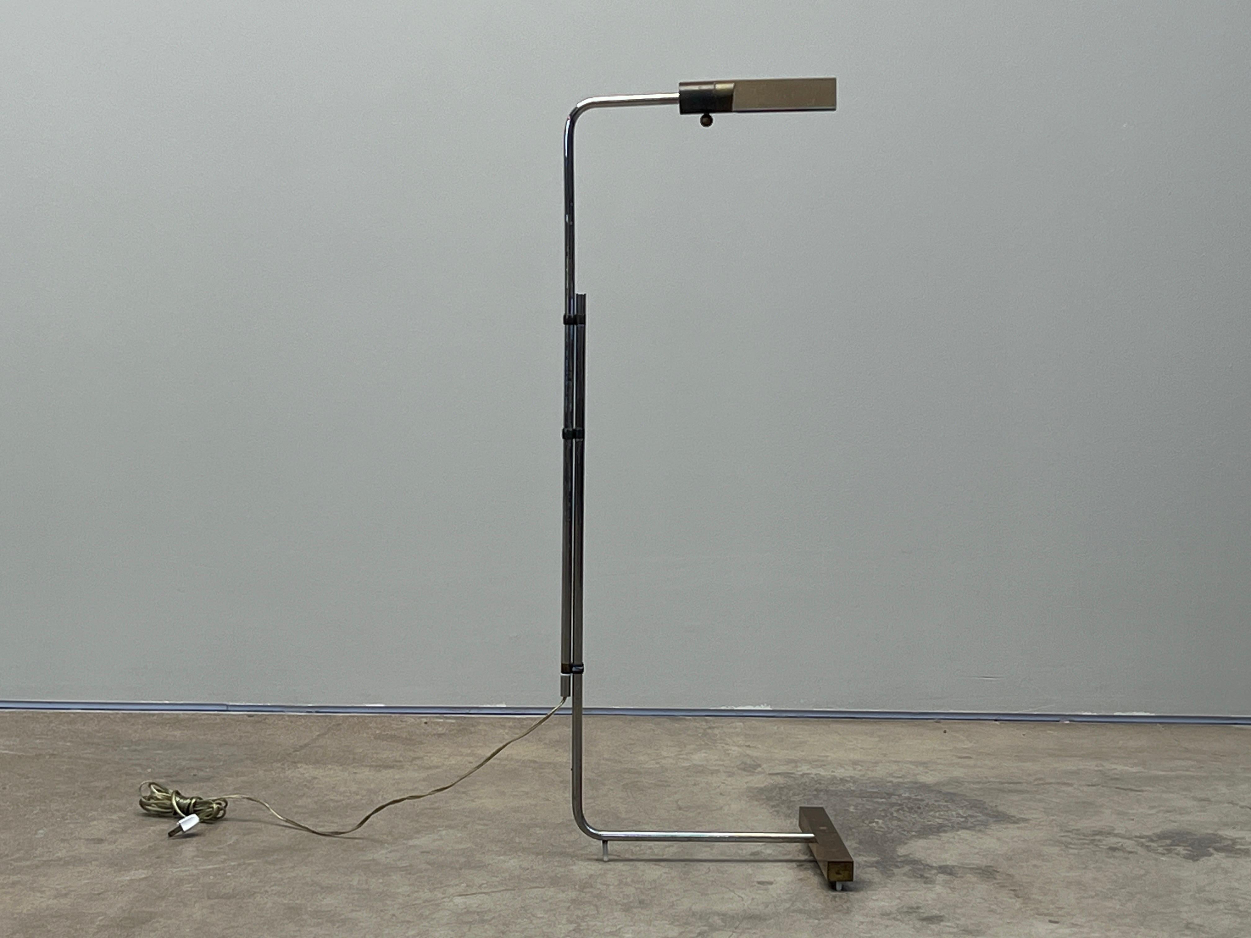 Early Cedric Hartman Brass and Chrome Floor Lamp In Good Condition In Dallas, TX