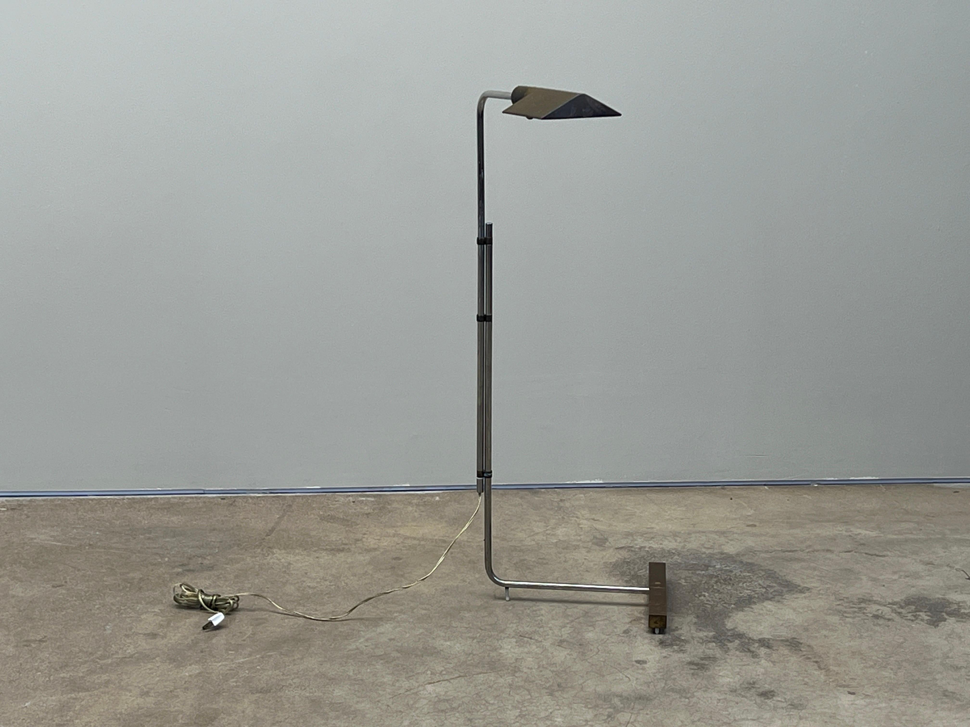 Mid-20th Century Early Cedric Hartman Brass and Chrome Floor Lamp