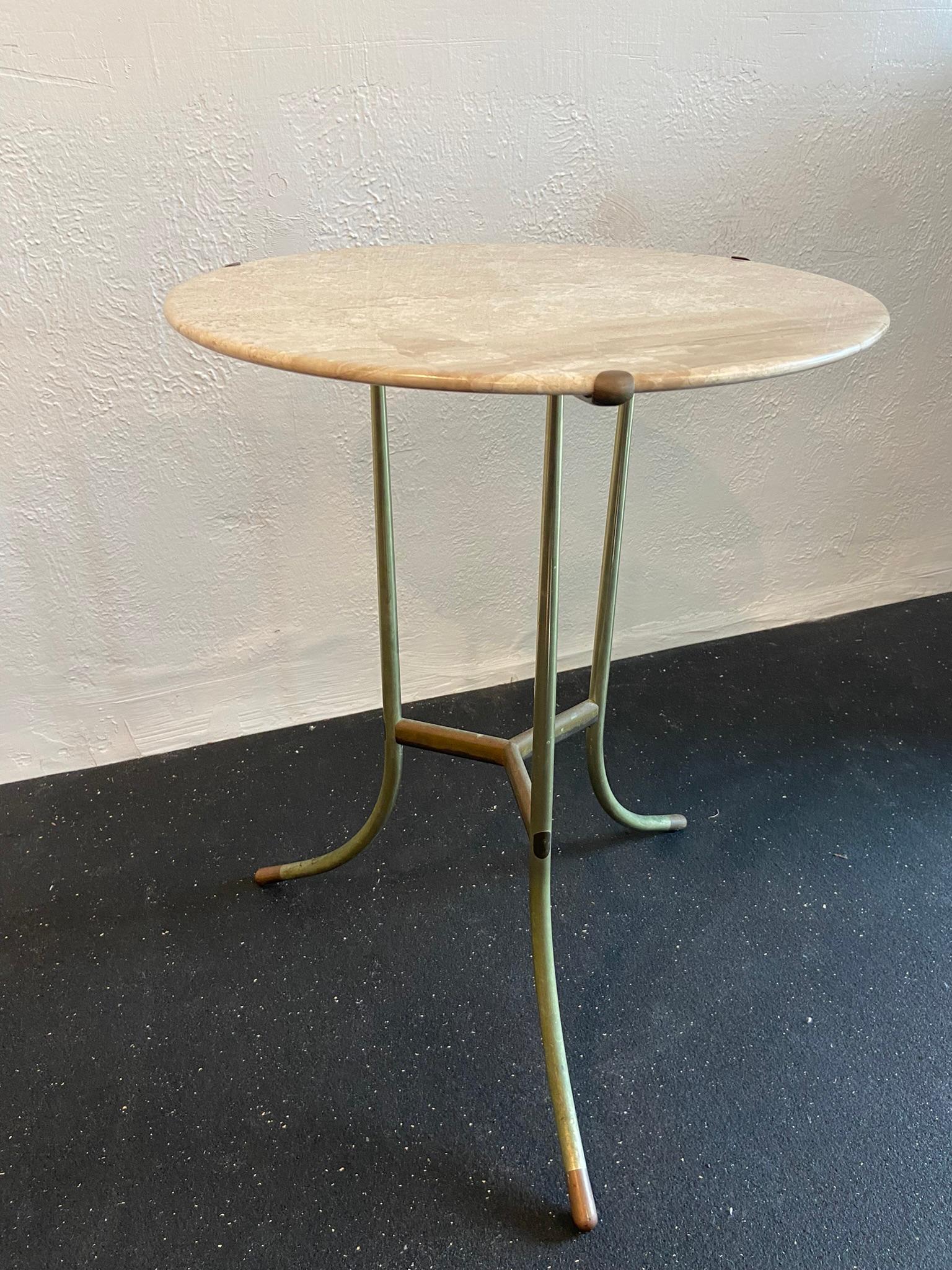 Late 20th Century Early Cedric Hartman Marble and Mixed Metal “AE” Table For Sale