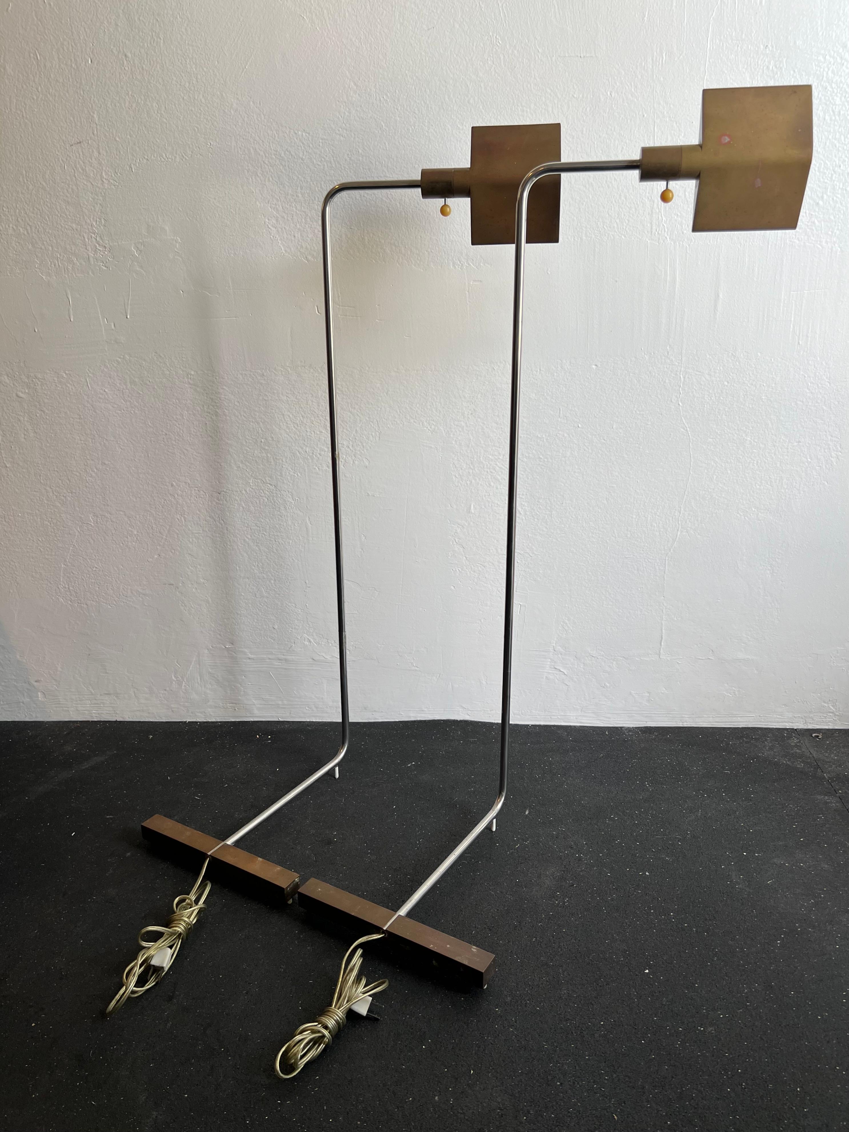 North American Early Cedric Hartman Mixed Metal Floor Lamps- A Pair For Sale