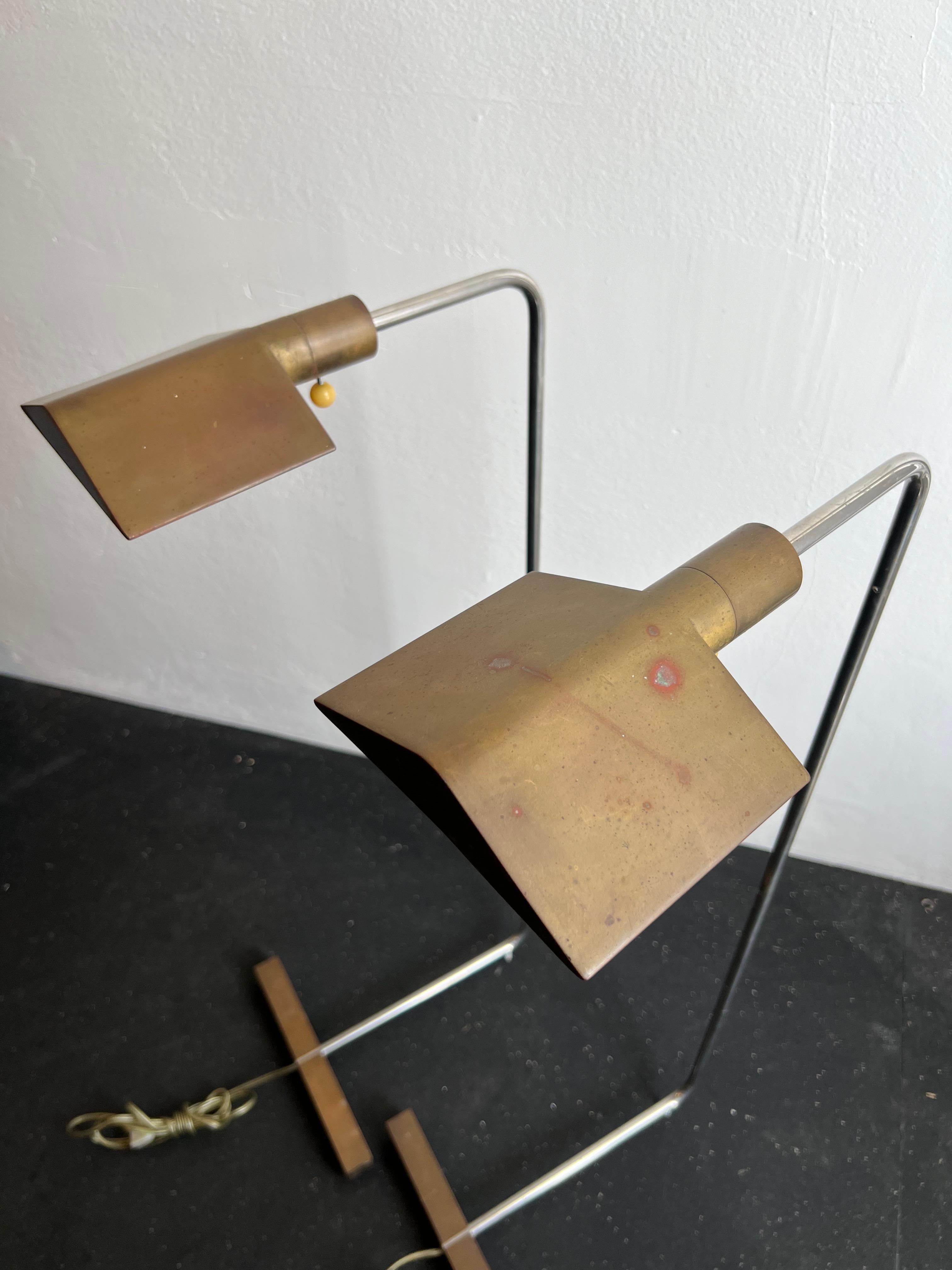 Early Cedric Hartman Mixed Metal Floor Lamps- A Pair For Sale 1