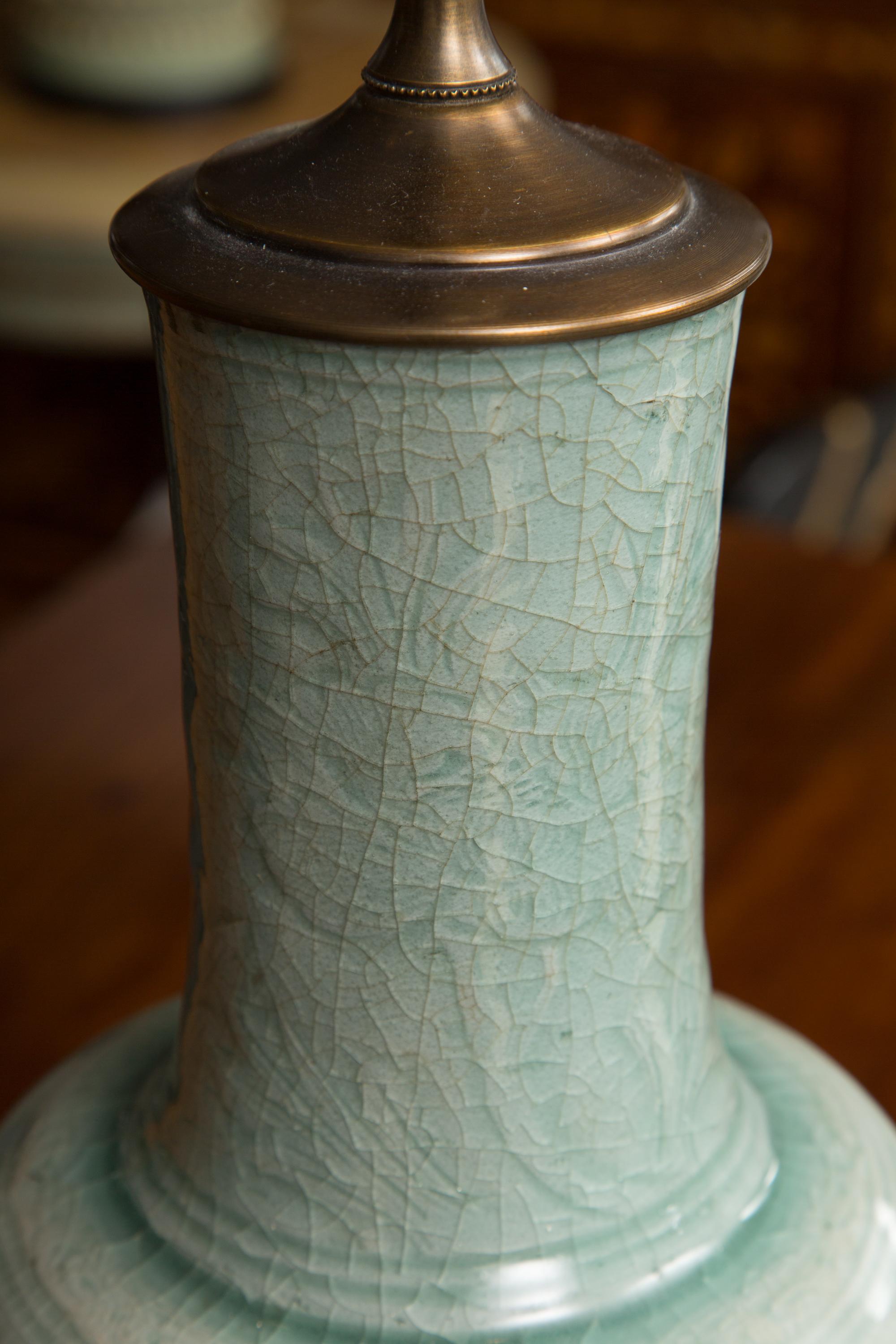 Chinese Export Early Celadon Vase as a Table Lamp