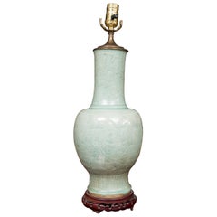 Antique Early Celadon Vase as a Table Lamp