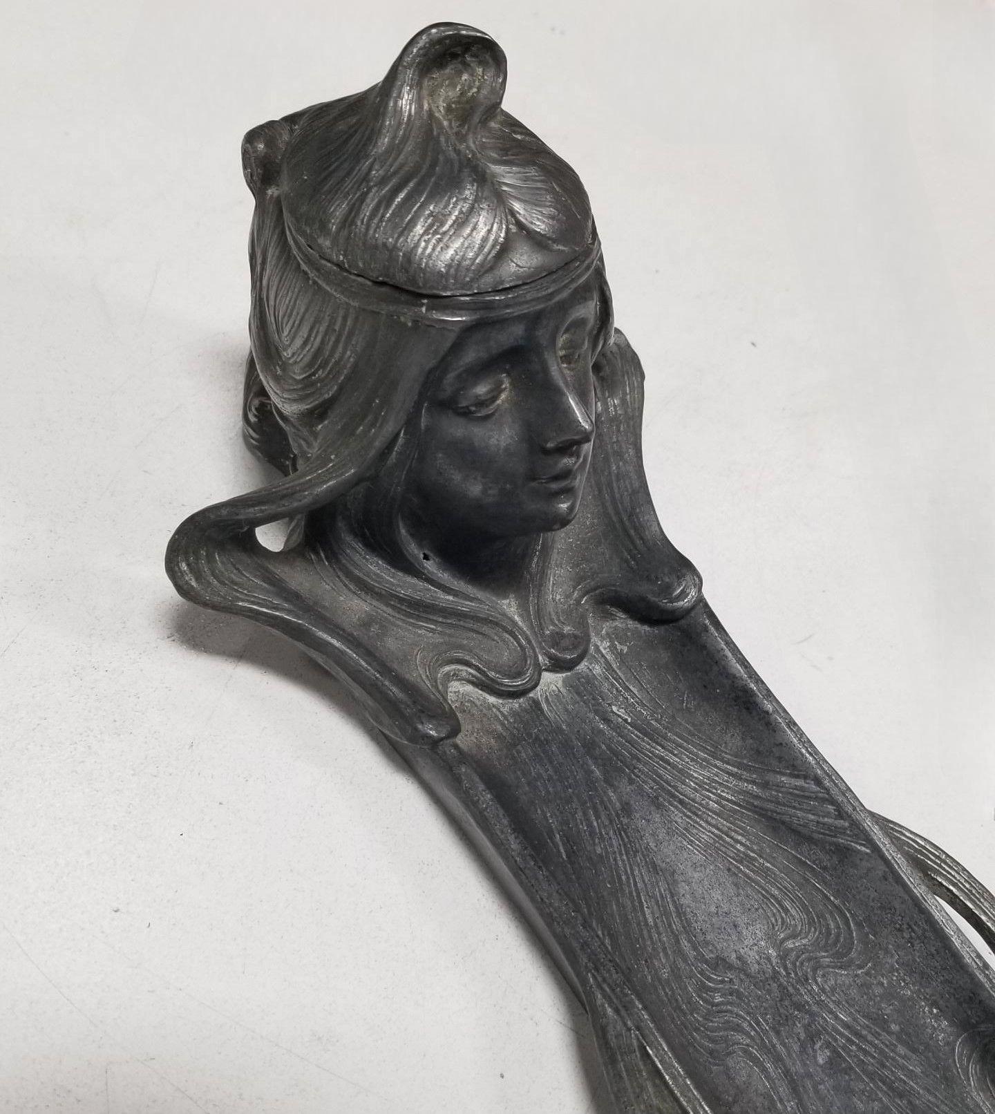 20th Century Early Century Art Nouveau Ink Well and Pen Holder For Sale