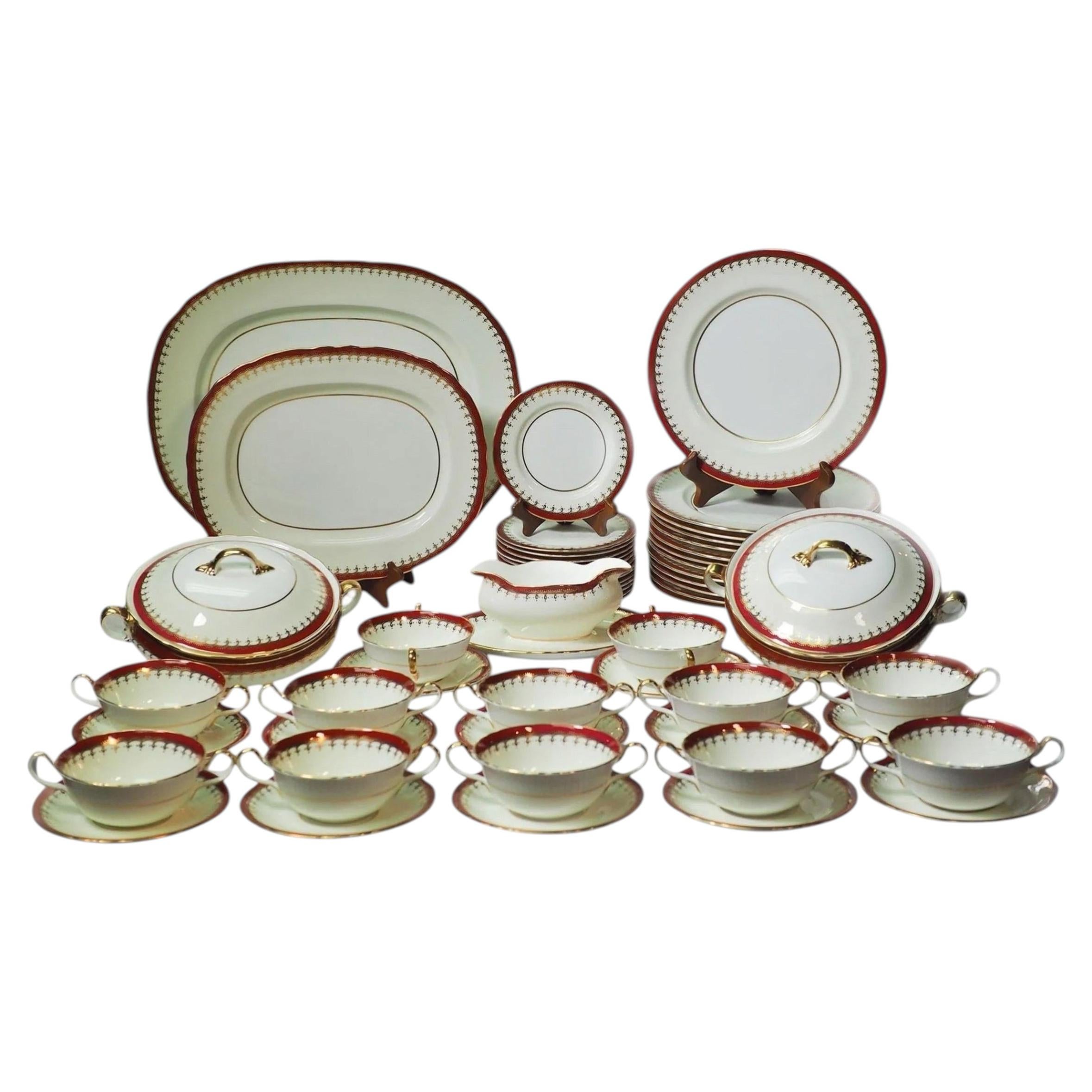 Early Century Aynsley Dunrobin Bone China Complete Set for 12 - 56 Pieces For Sale