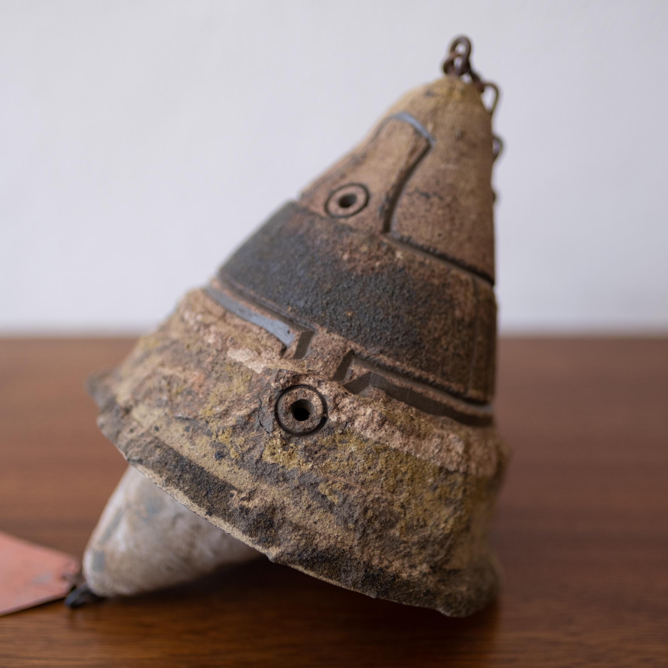 Early and special ceramic bell by Paolo Soleri. Many craftspeople helped with producing work at Cosanti, however this work is signed with an 