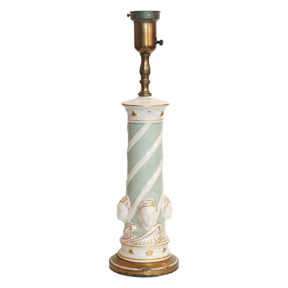 Early Ceramic Regency Lamp by Rembrandt Light Company