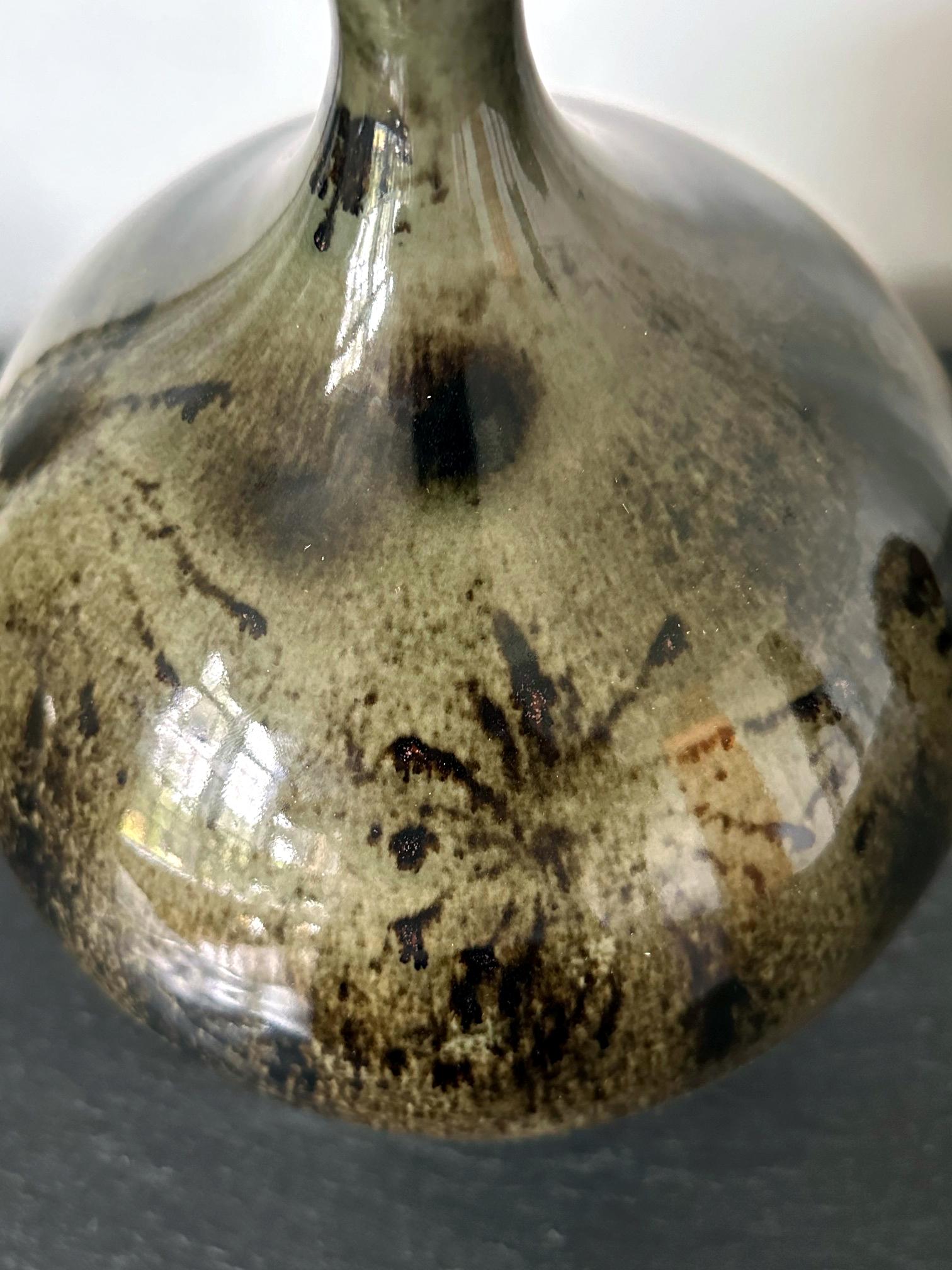 Early Ceramic Vase with Unique Glaze Pattern by Brother Thomas Bezanson For Sale 7