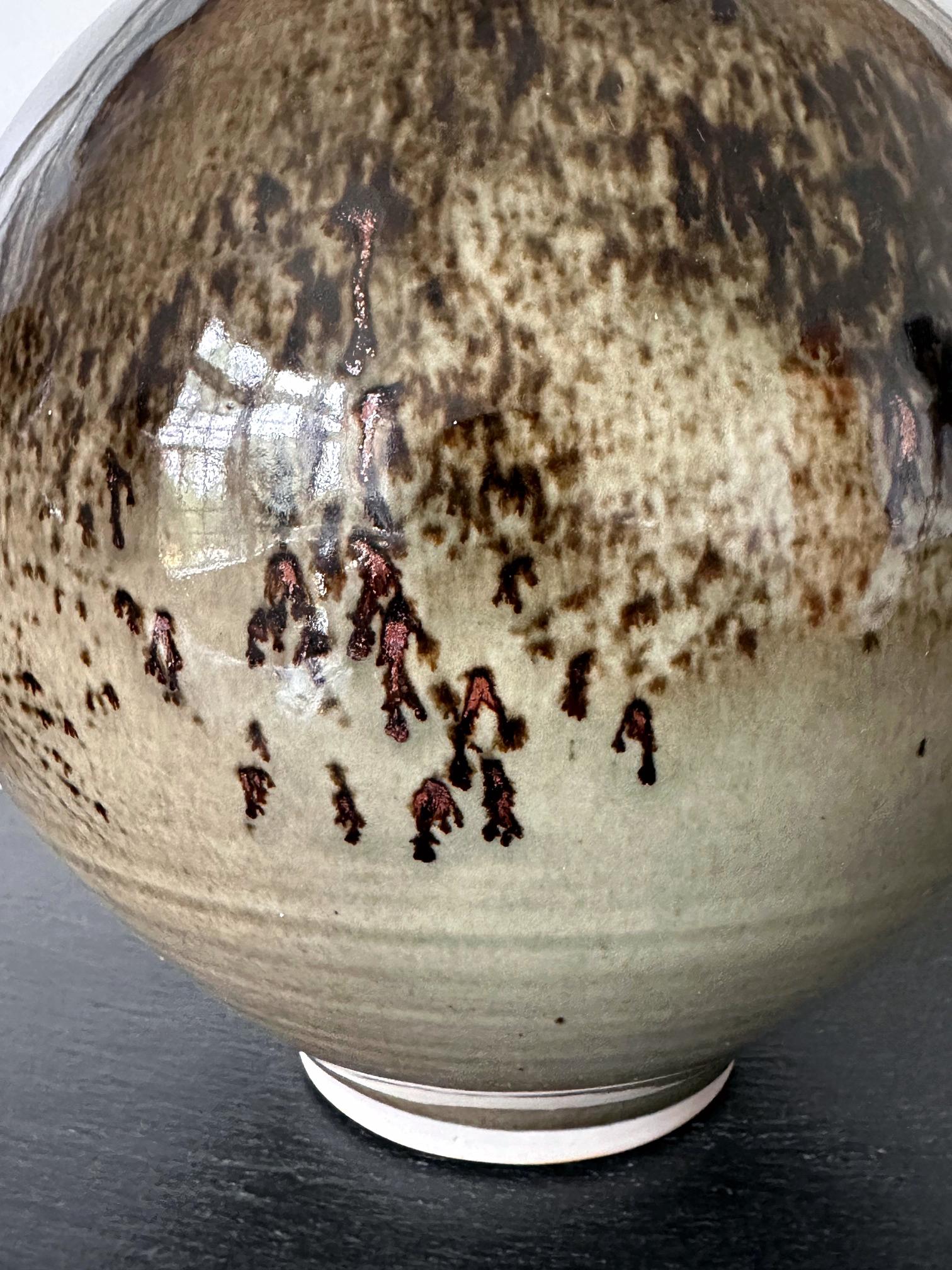 Early Ceramic Vase with Unique Glaze Pattern by Brother Thomas Bezanson For Sale 8