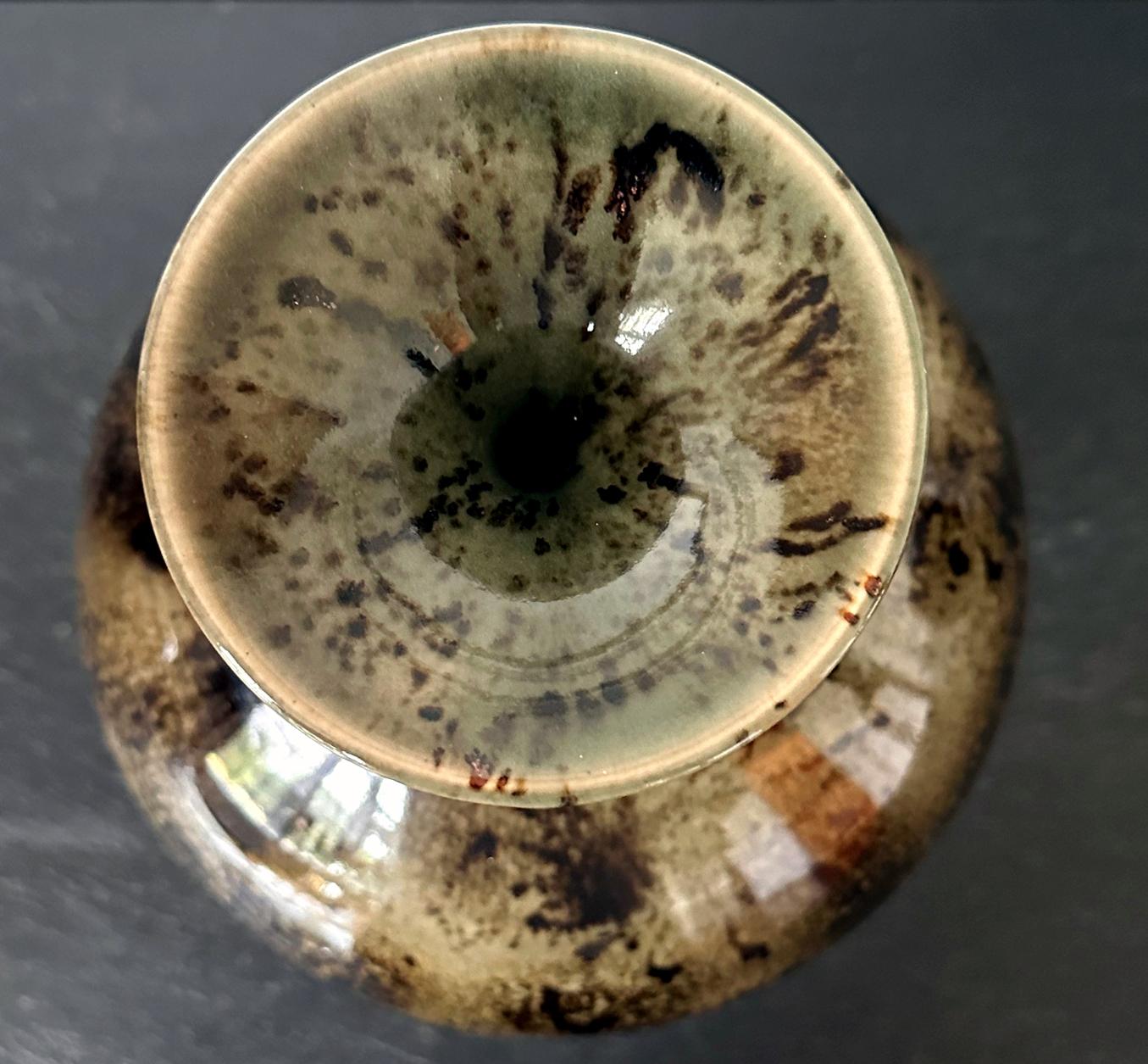Early Ceramic Vase with Unique Glaze Pattern by Brother Thomas Bezanson For Sale 10
