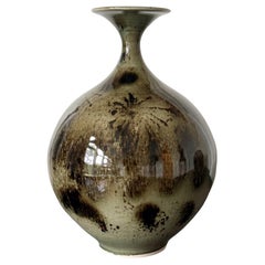 Early Ceramic Vase with Unique Glaze Pattern by Brother Thomas Bezanson