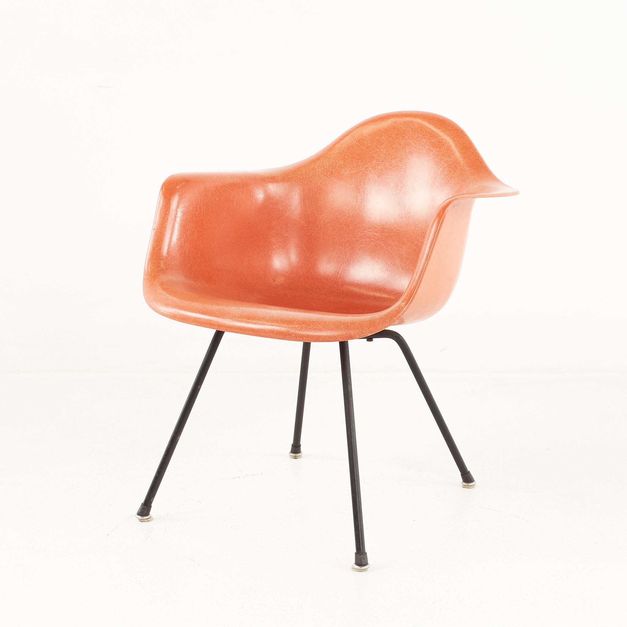 Mid-Century Modern Early Charles and Ray Eames for Herman Miller MCM Orange Fiberglass Shell Chair