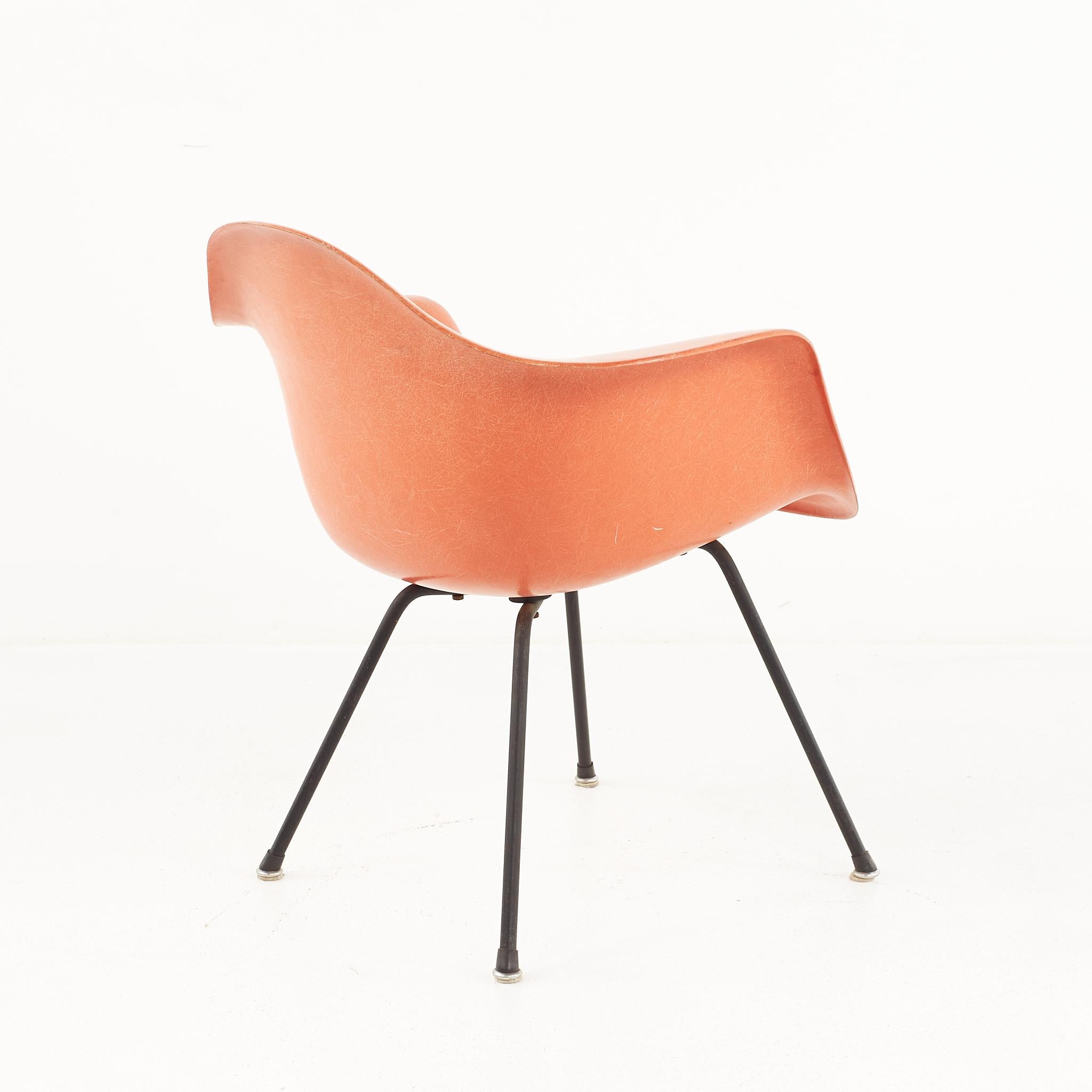 American Early Charles and Ray Eames for Herman Miller MCM Orange Fiberglass Shell Chair