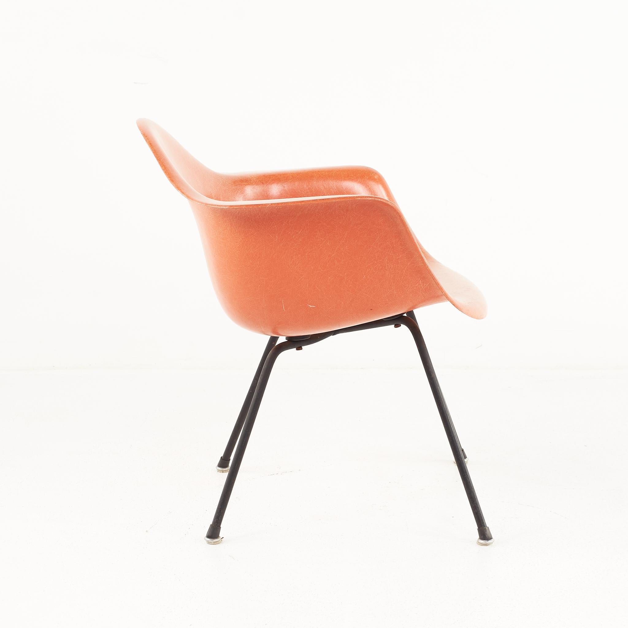 Metal Early Charles and Ray Eames for Herman Miller MCM Orange Fiberglass Shell Chair