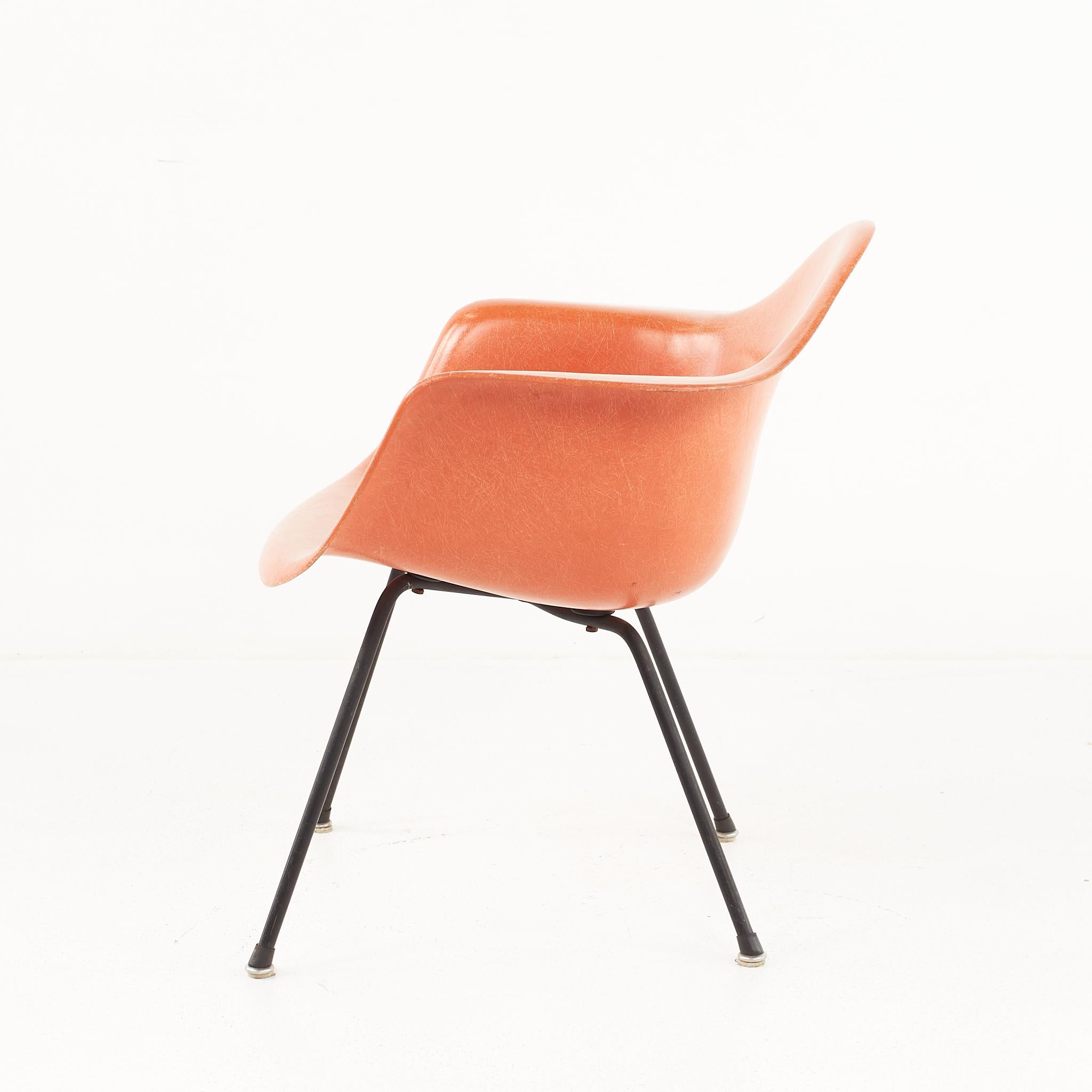 Early Charles and Ray Eames for Herman Miller MCM Orange Fiberglass Shell Chair 1