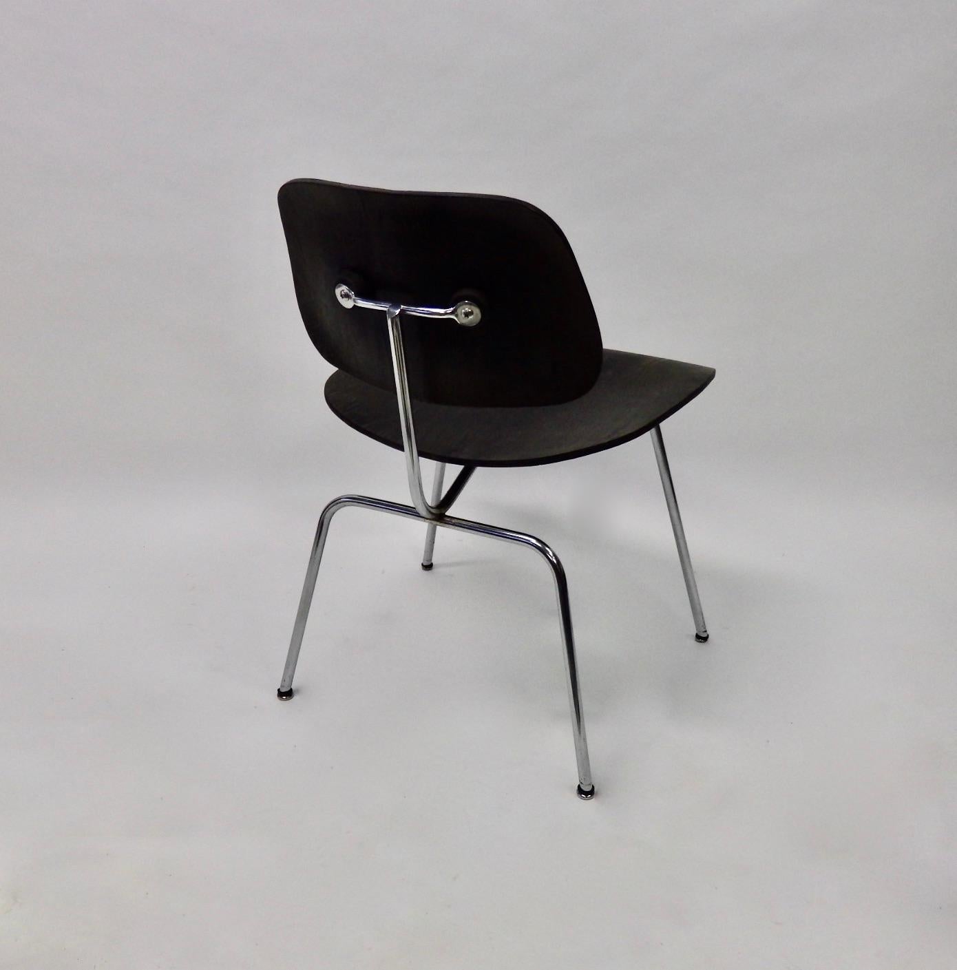 Mid-Century Modern Early Charles and Ray Eames Herman Miller Black Aniline Dye DCM