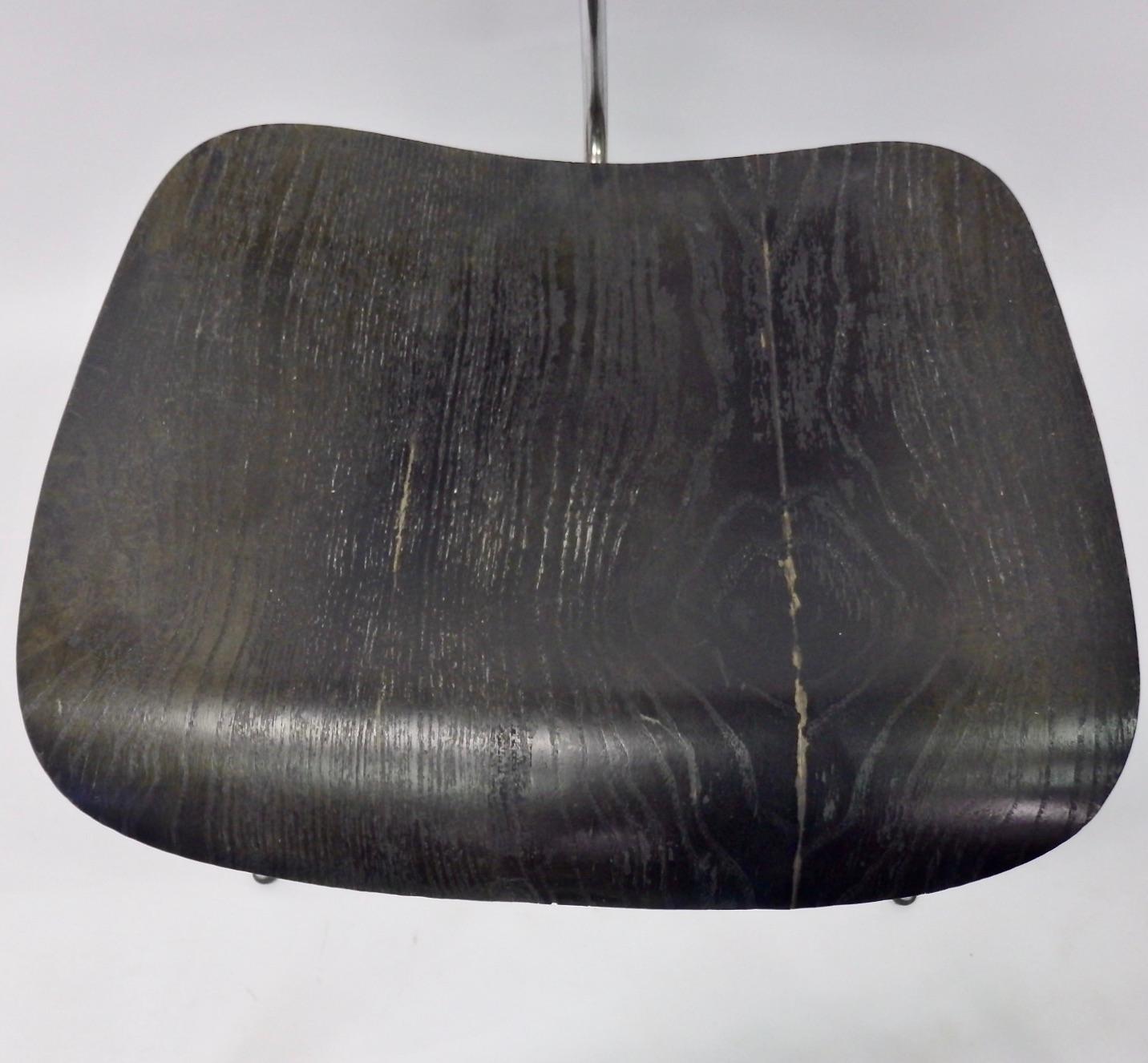 20th Century Early Charles and Ray Eames Herman Miller Black Aniline Dye DCM