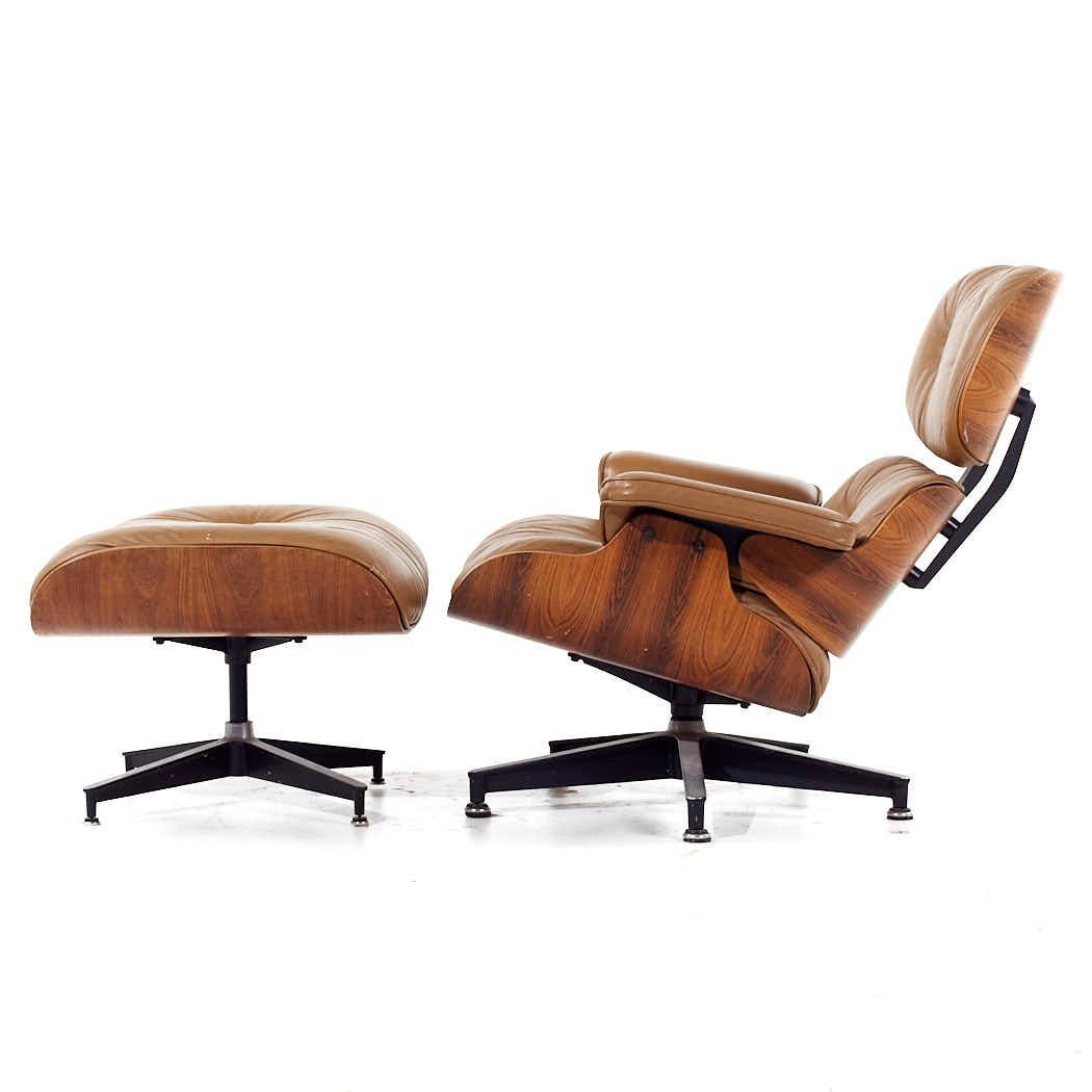 Metal Early Charles and Ray Eames Herman Miller MCM Rosewood Lounge Chair and Ottoman