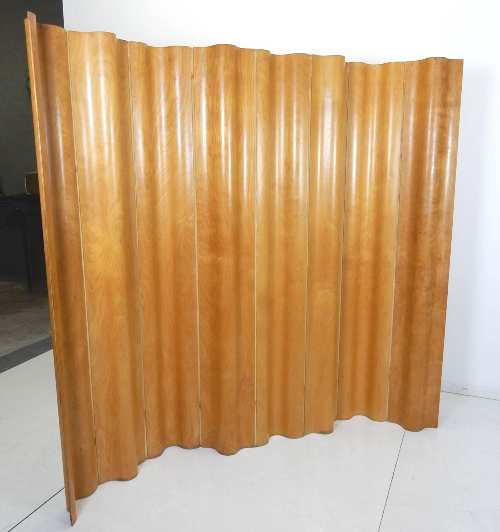 American Early Charles and Ray Eames Molded Birch Eight-Panel Room Divider Screen