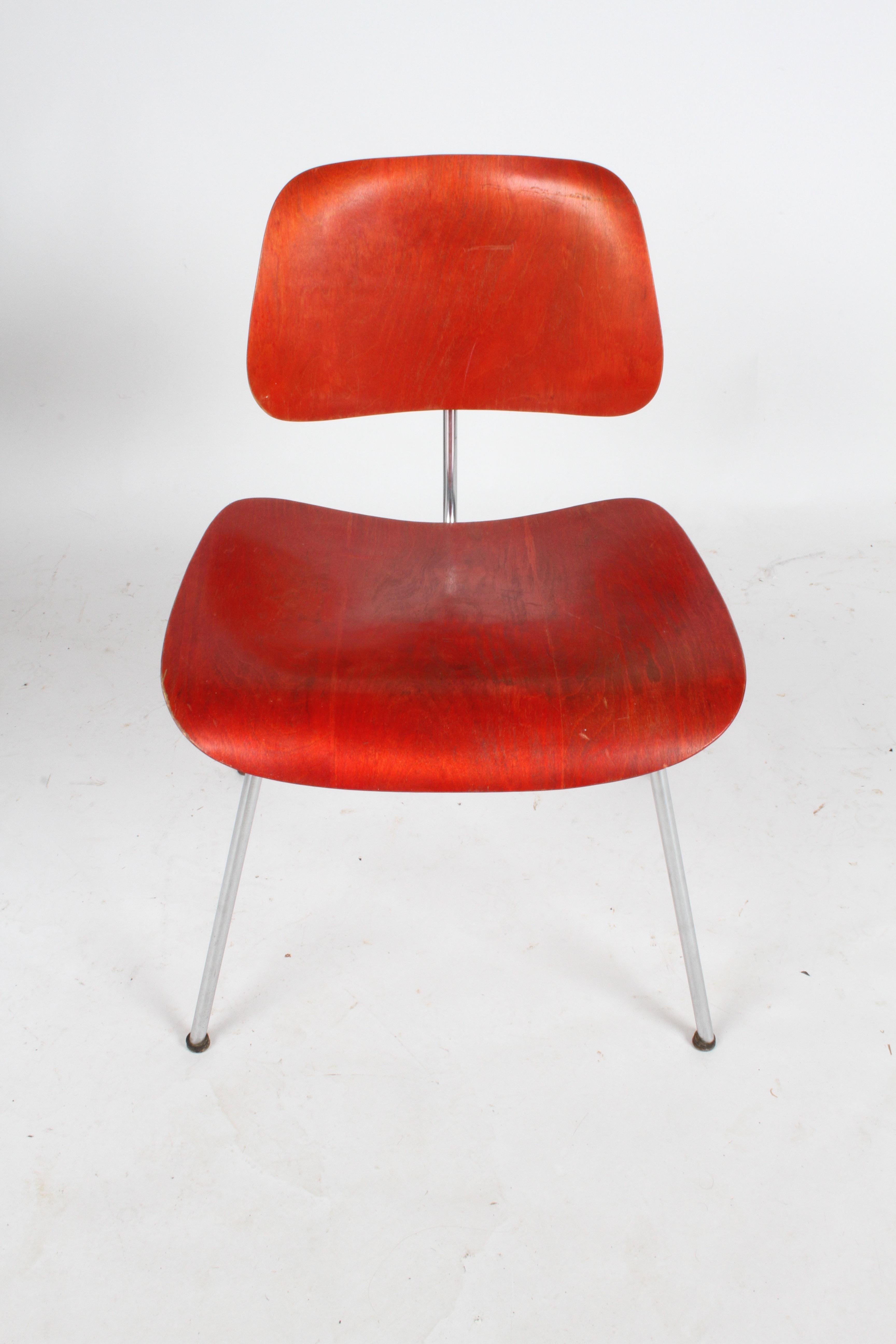 Early Charles Eames for Herman Miller Red Aniline DCM For Sale 1