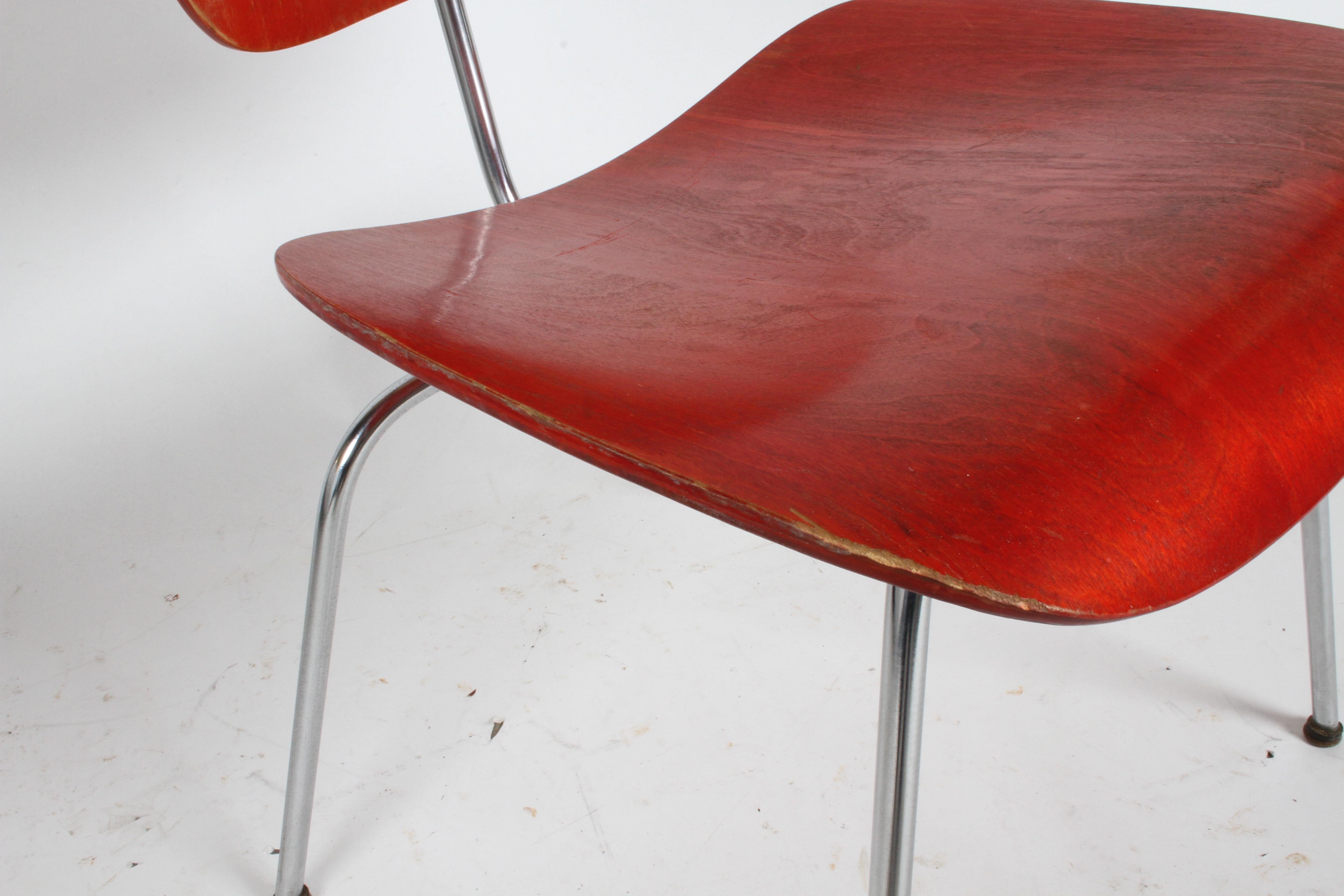 Early Charles Eames for Herman Miller Red Aniline DCM For Sale 4