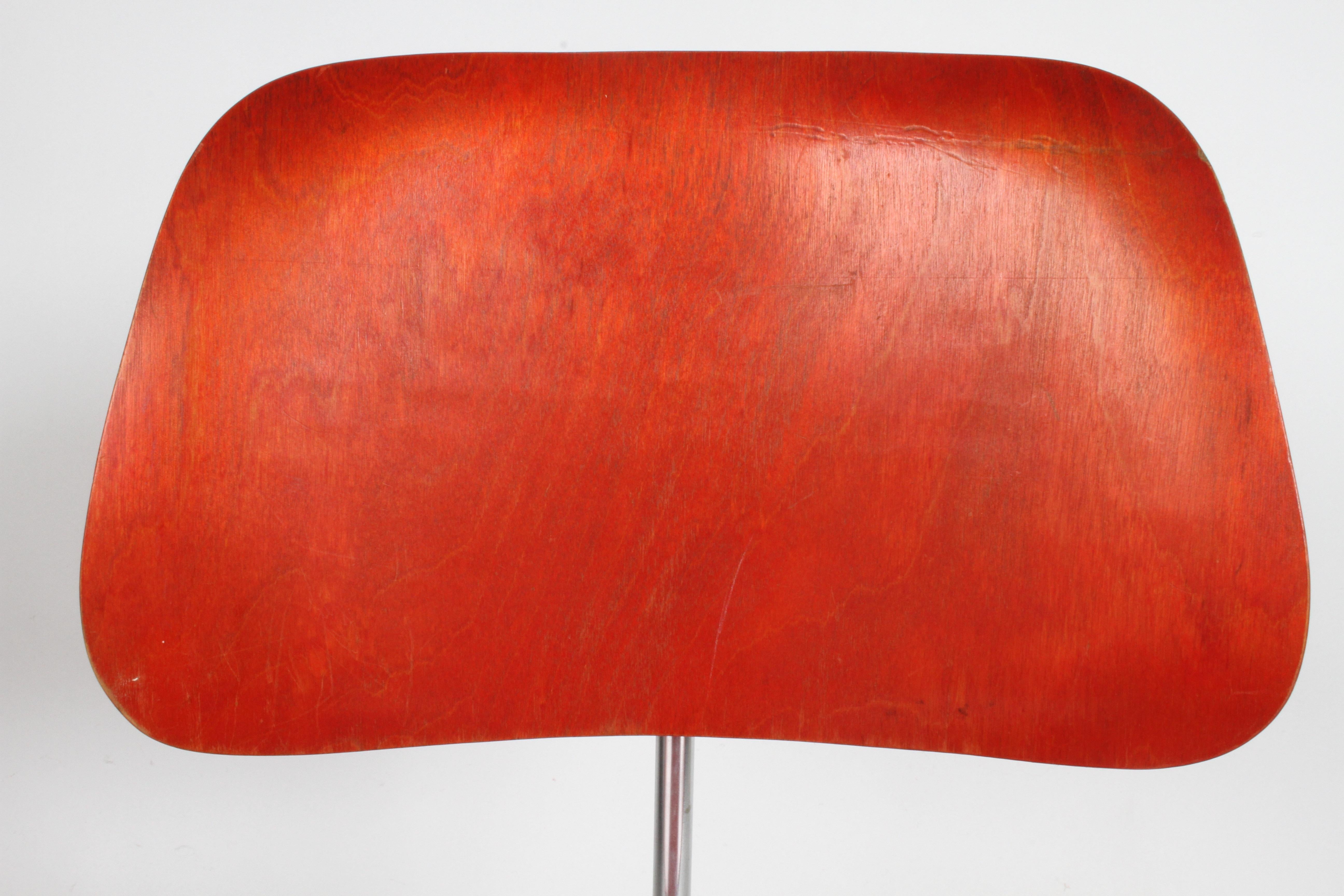 Early Charles Eames for Herman Miller Red Aniline DCM For Sale 5