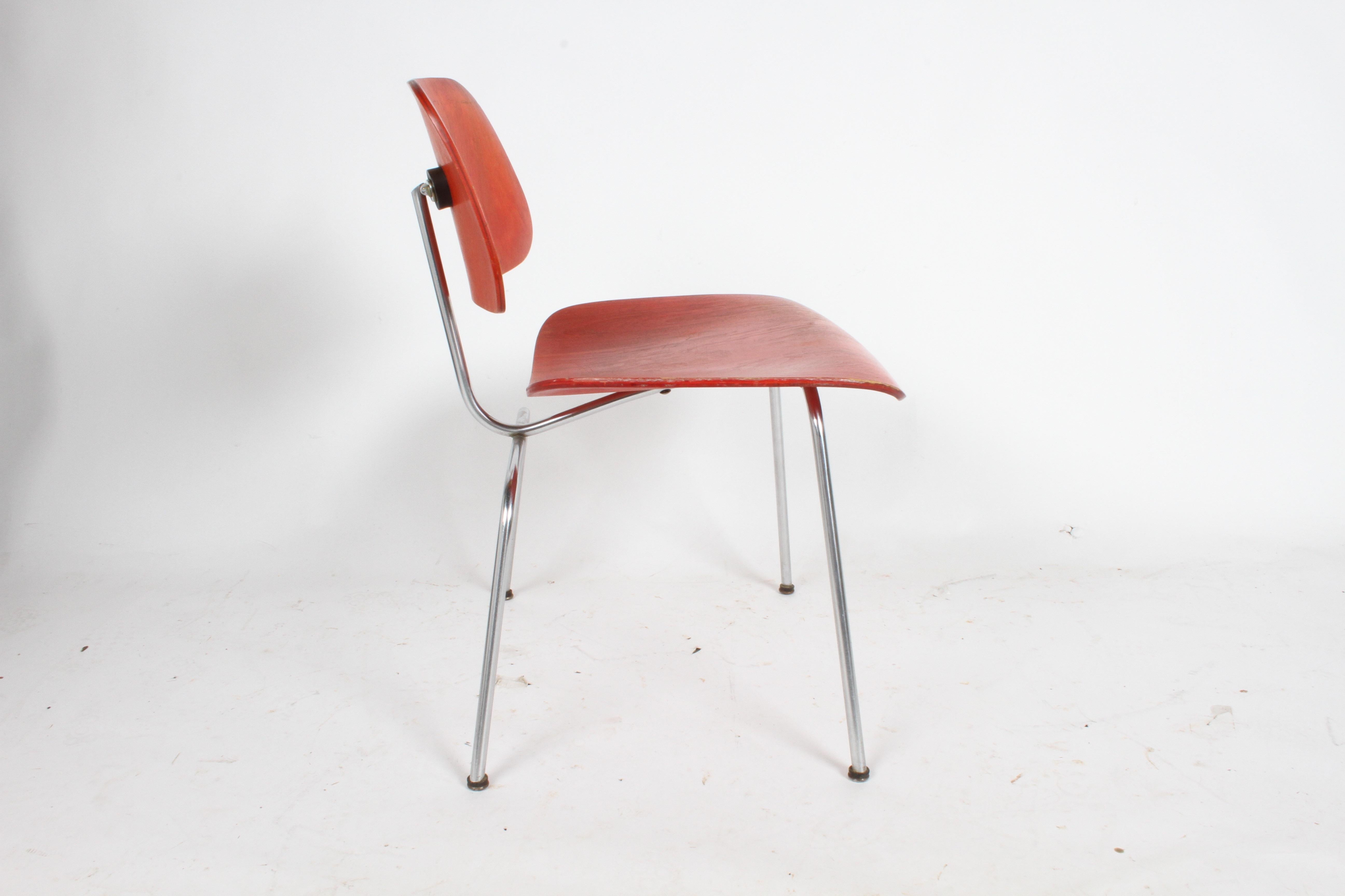 Early Charles Eames for Herman Miller Red Aniline DCM For Sale 7