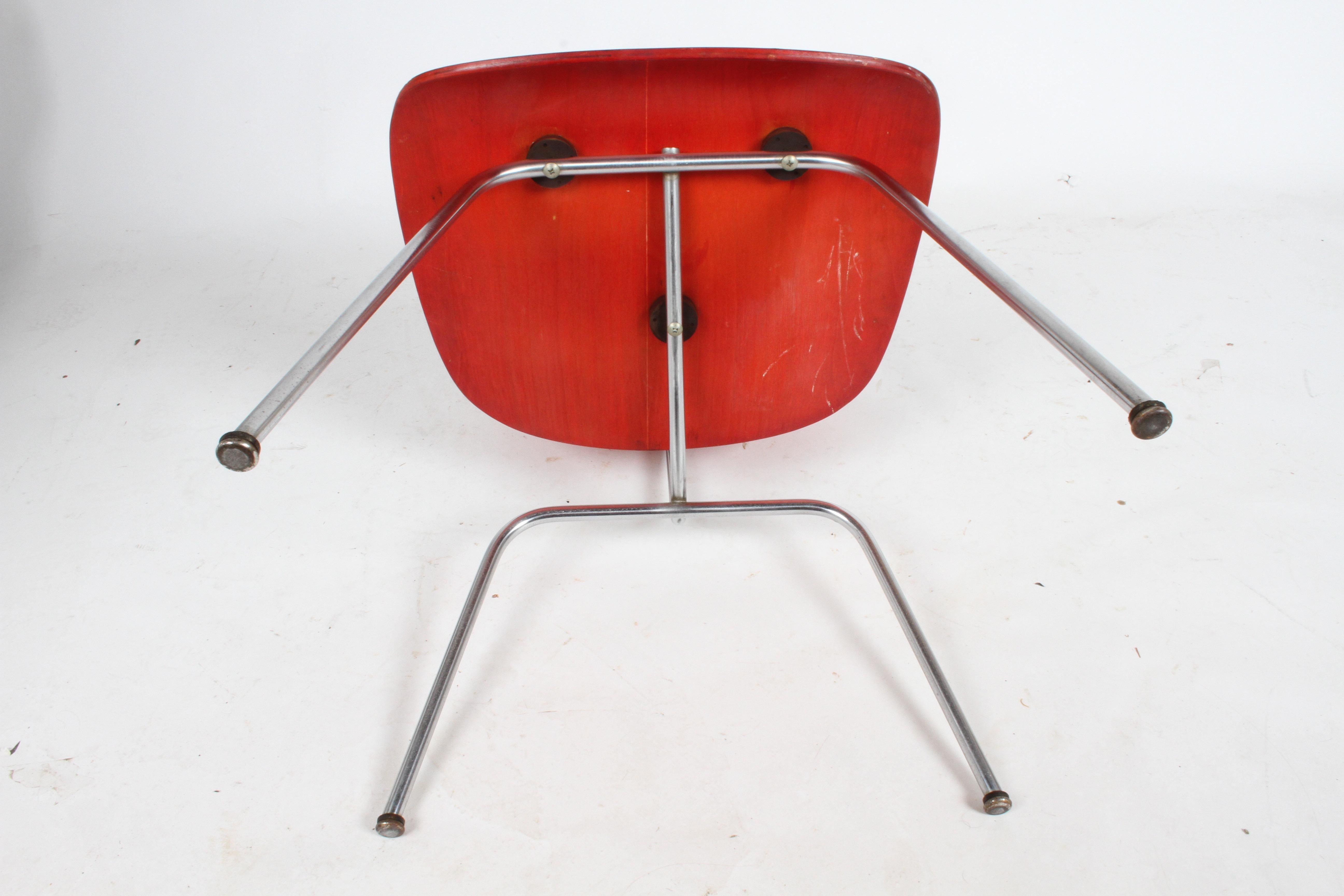 Early Charles Eames for Herman Miller Red Aniline DCM For Sale 10
