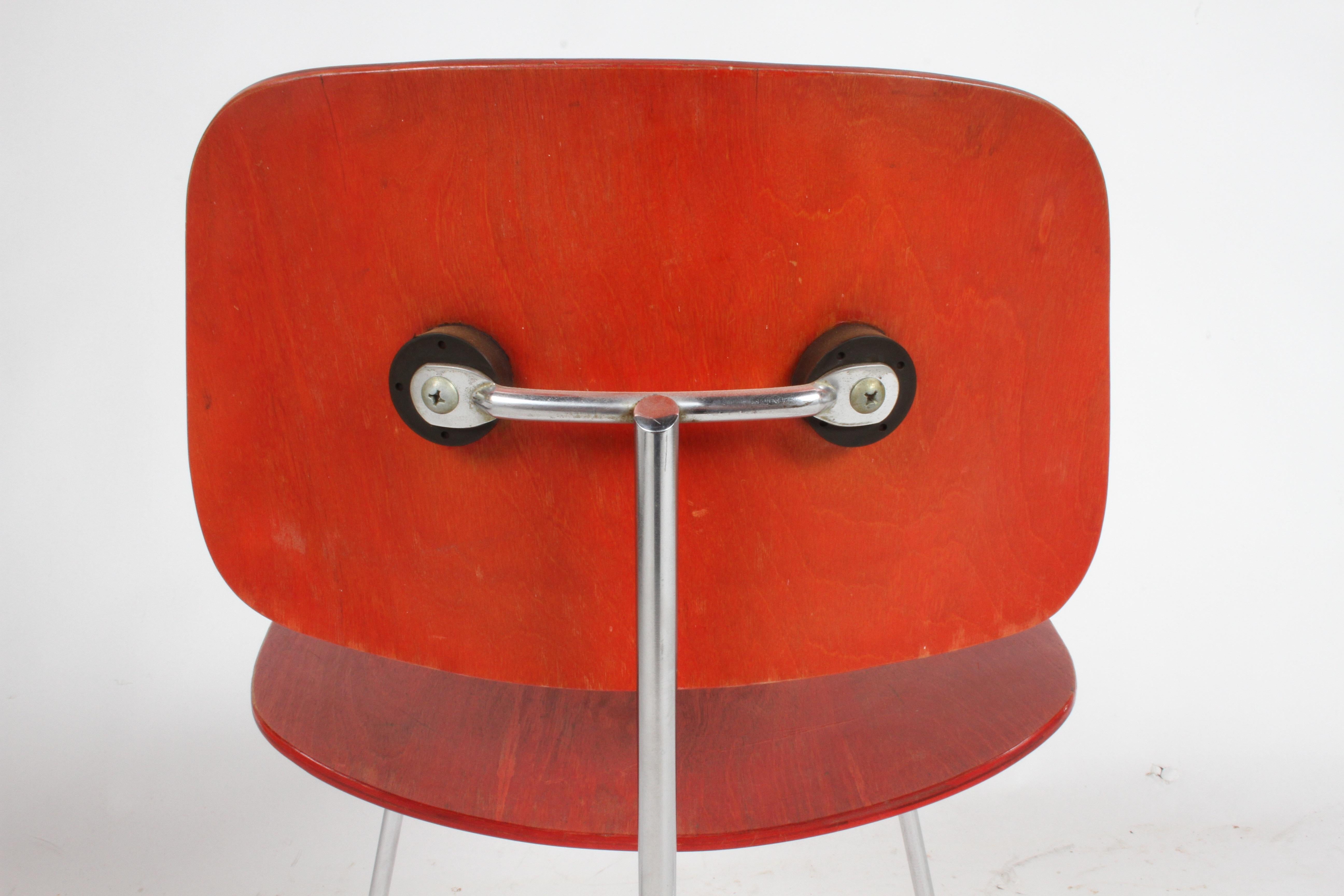 American Early Charles Eames for Herman Miller Red Aniline DCM For Sale