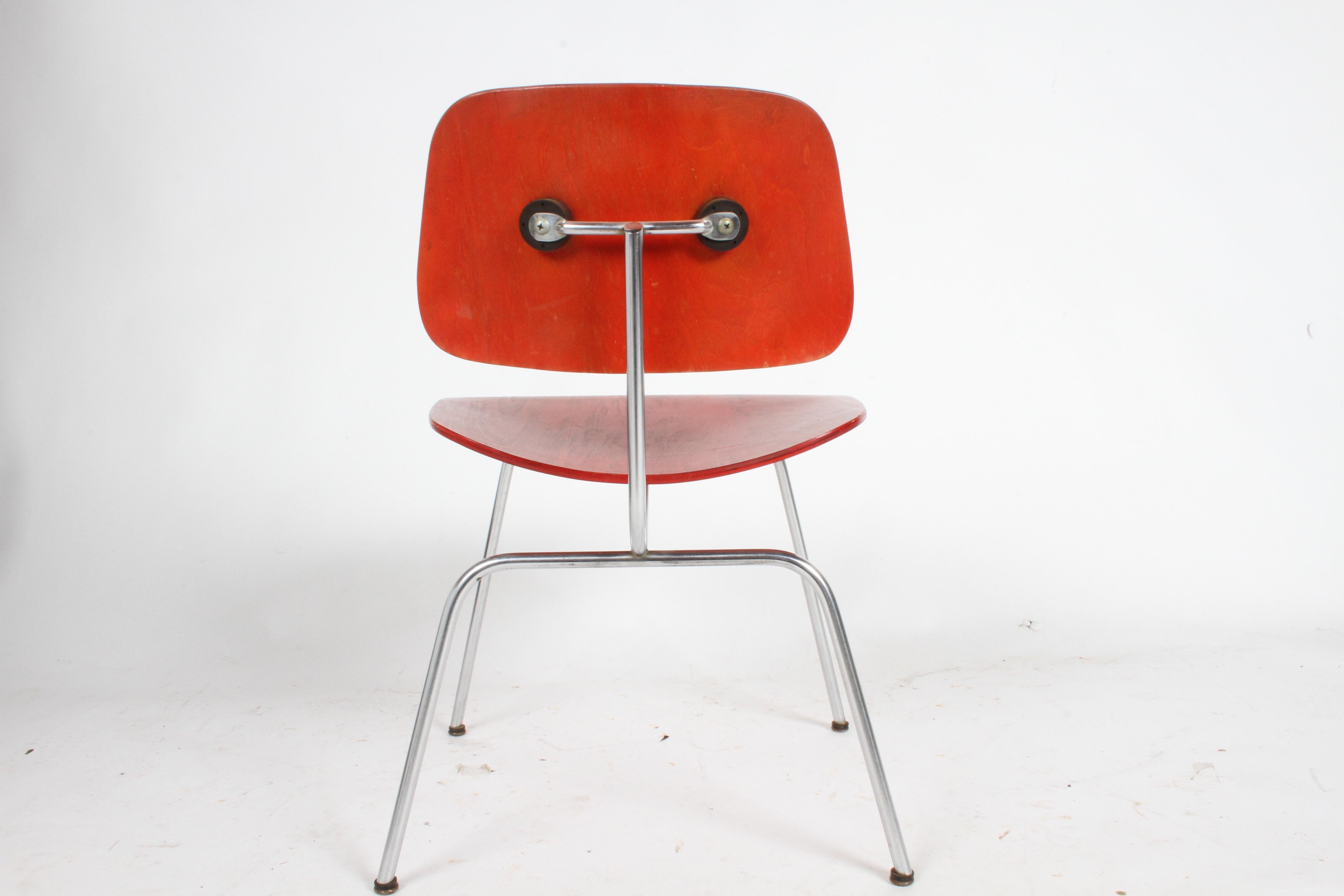 Dyed Early Charles Eames for Herman Miller Red Aniline DCM For Sale