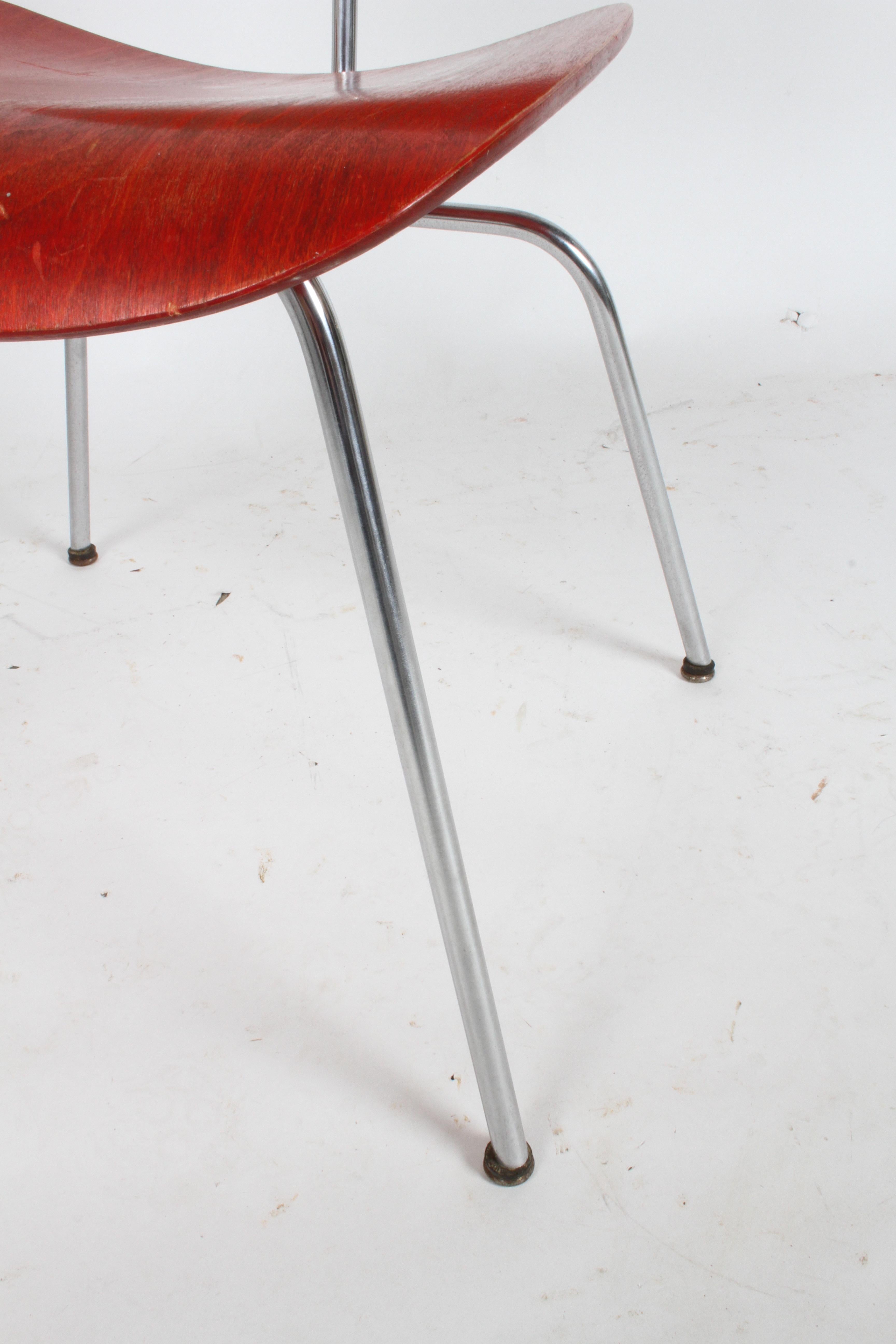 Mid-20th Century Early Charles Eames for Herman Miller Red Aniline DCM For Sale