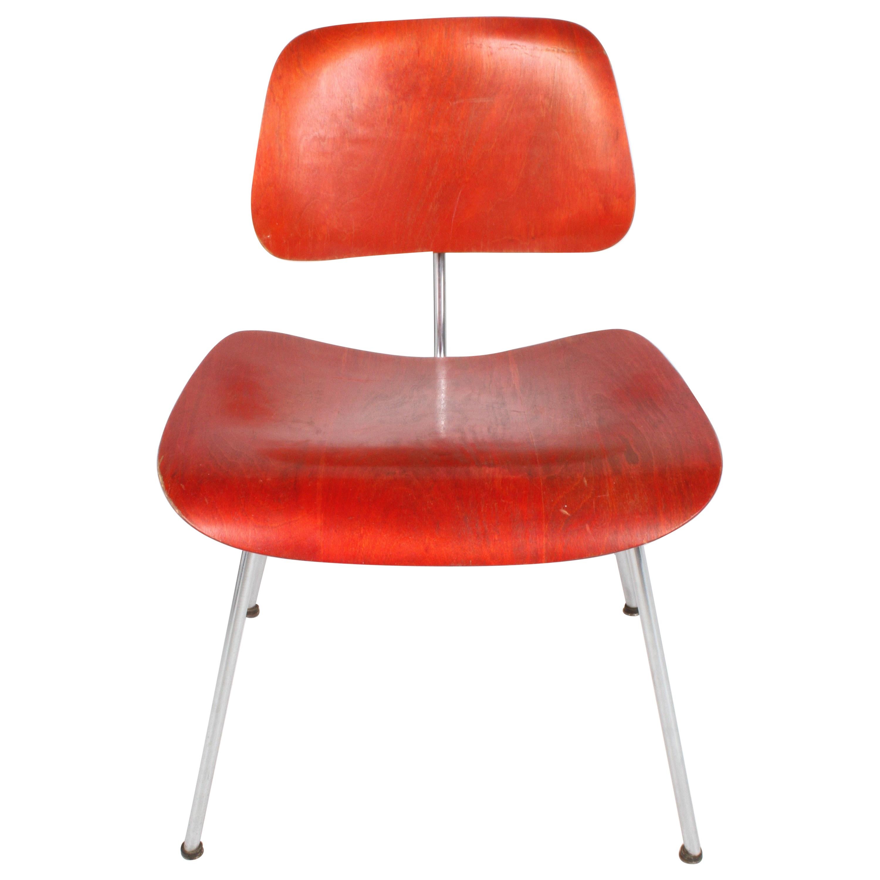 Early Charles Eames for Herman Miller Red Aniline DCM For Sale