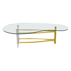 Early Charles Hollis Jones Glass Brass Lucite Coffee or Cocktail Table
