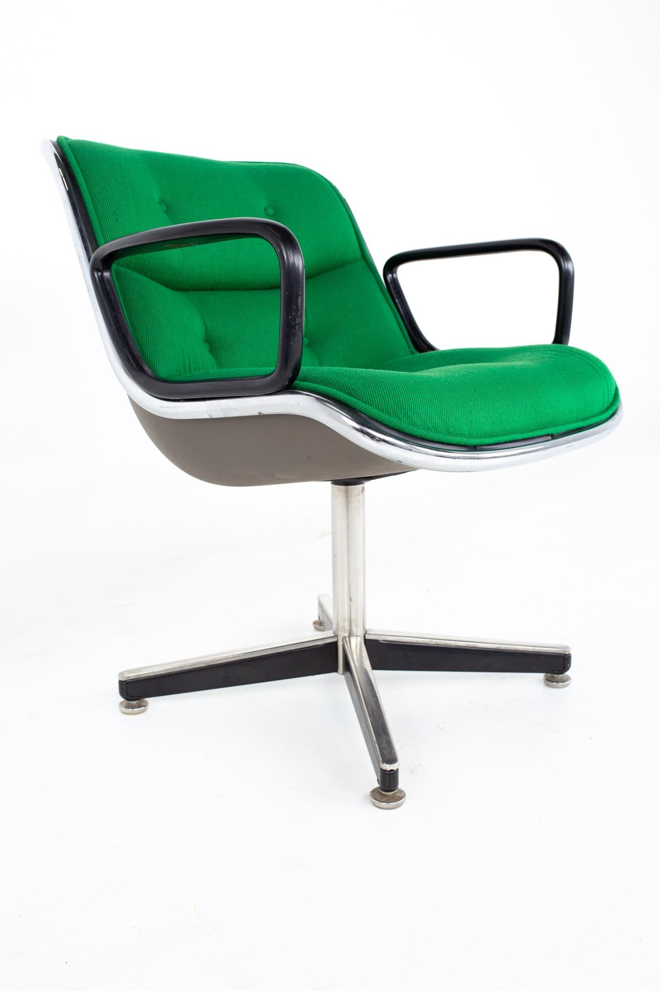American Early Charles Pollock for Knoll Mid Century Green Occasional Office Chair