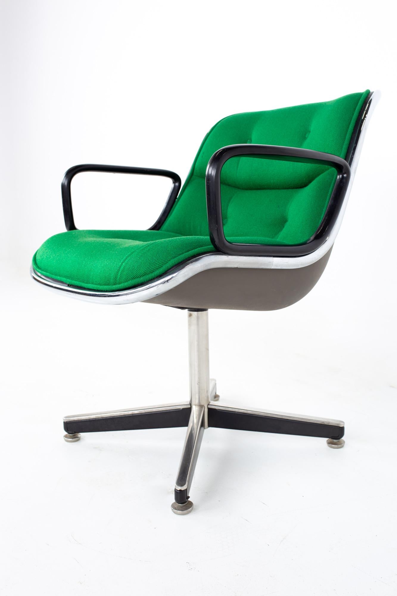 Early Charles Pollock for Knoll Mid Century Green Occasional Office Chair In Good Condition In Countryside, IL
