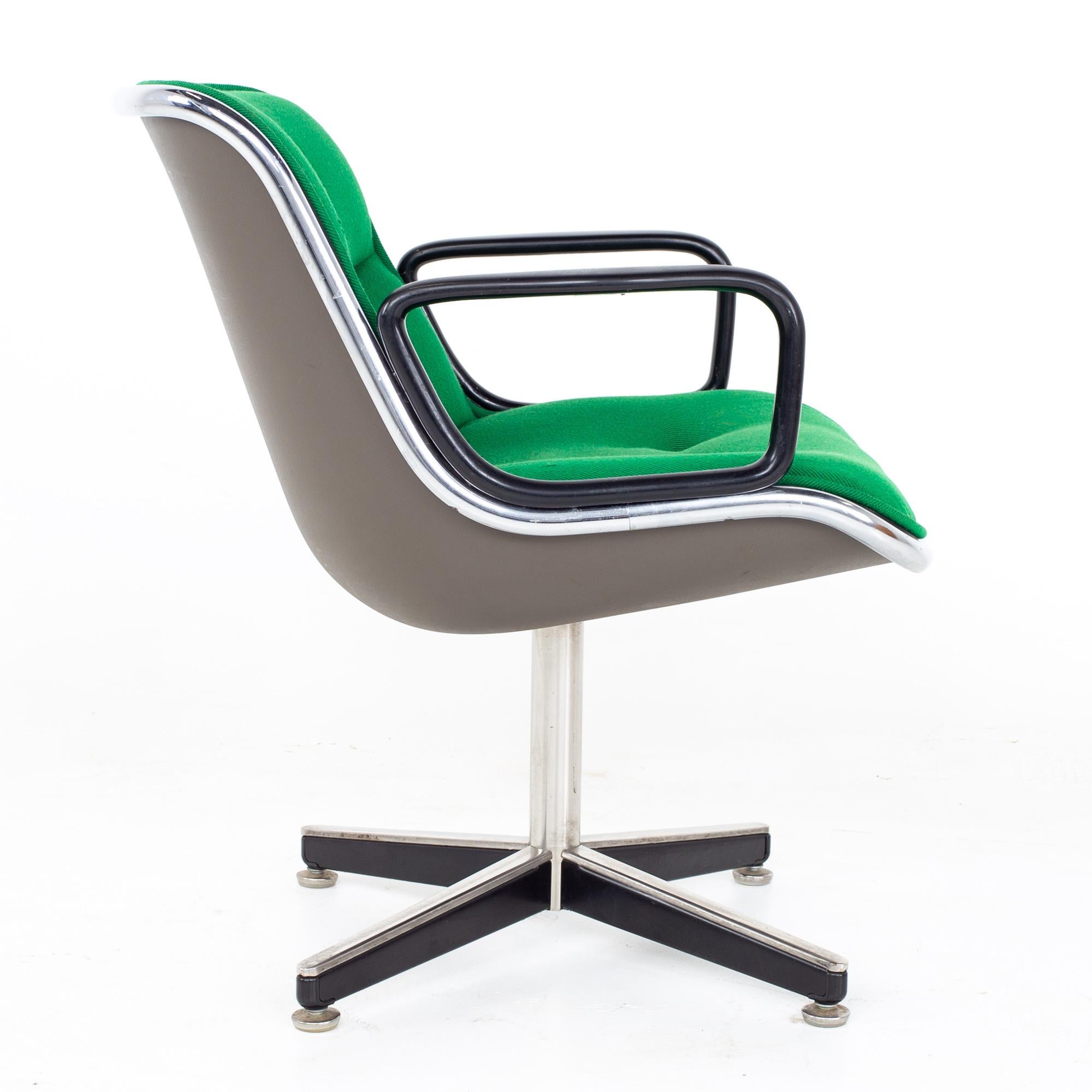 Metal Early Charles Pollock for Knoll Mid Century Green Occasional Office Chair