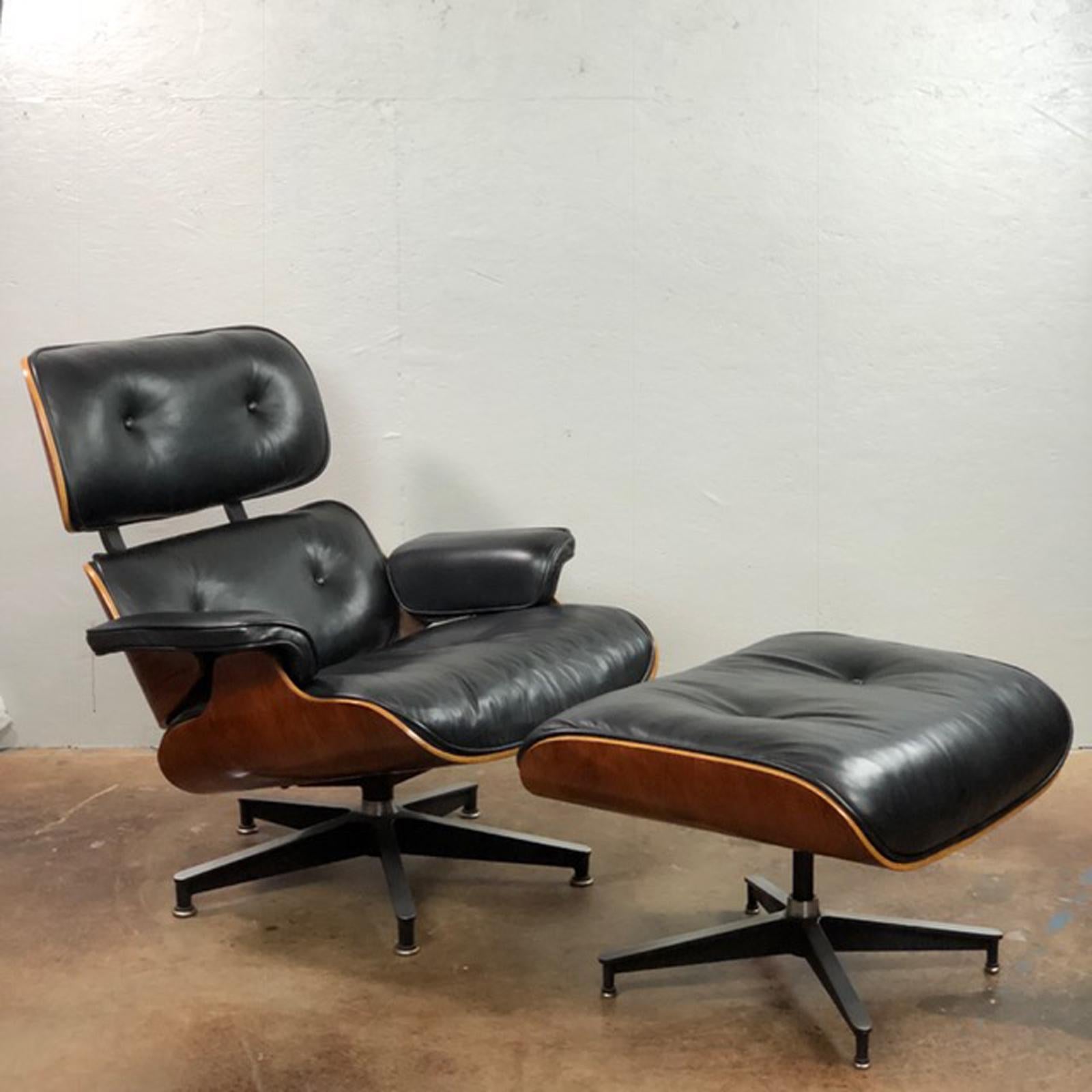 Leather Early Charles & Ray Eames Lounge Chair and Ottoman