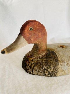 Early Chesapeake Bay Red Head Drake "John Duck" Sink Box Wing Decoy, circa 1930